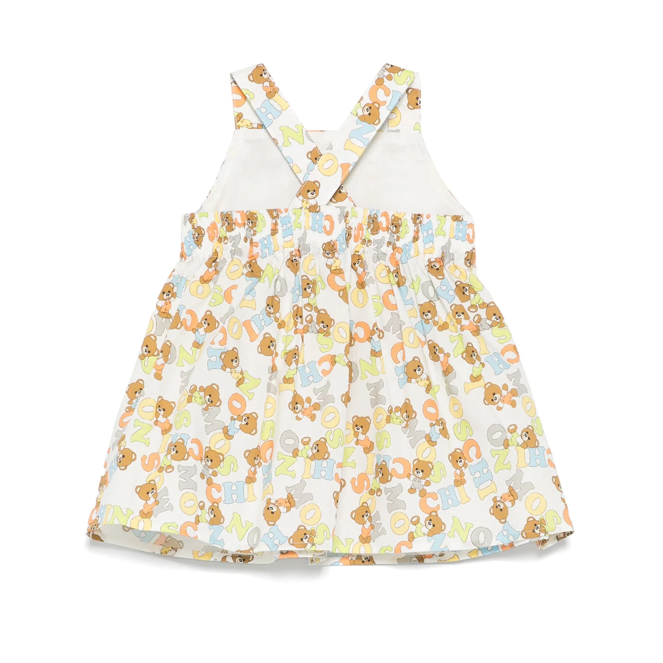 Moschino-BABY GIRL SLVLS DRESS W ALLOVER BEAR LETTERS PRINT