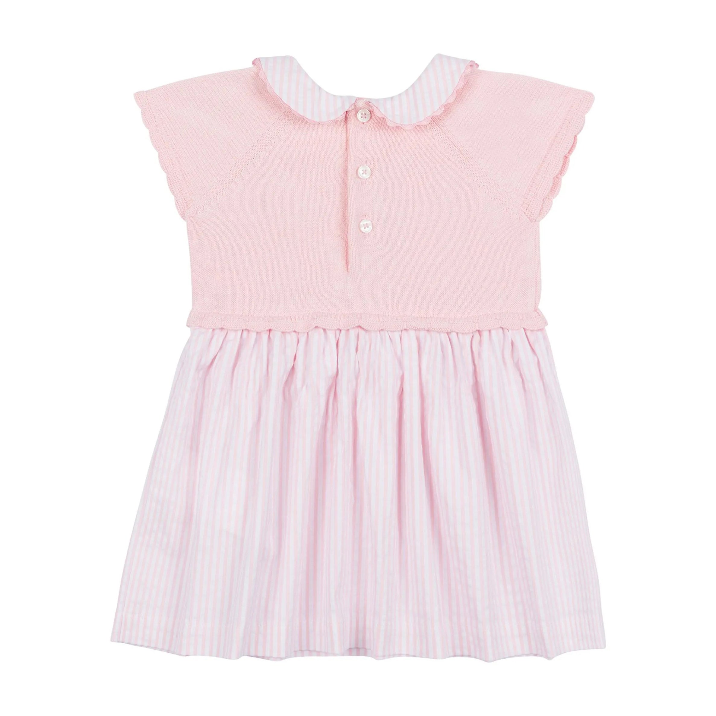 Moschino-BABY GIRL SS KNIT TOP STRIPED DRESS W BEAR EMBROIDR