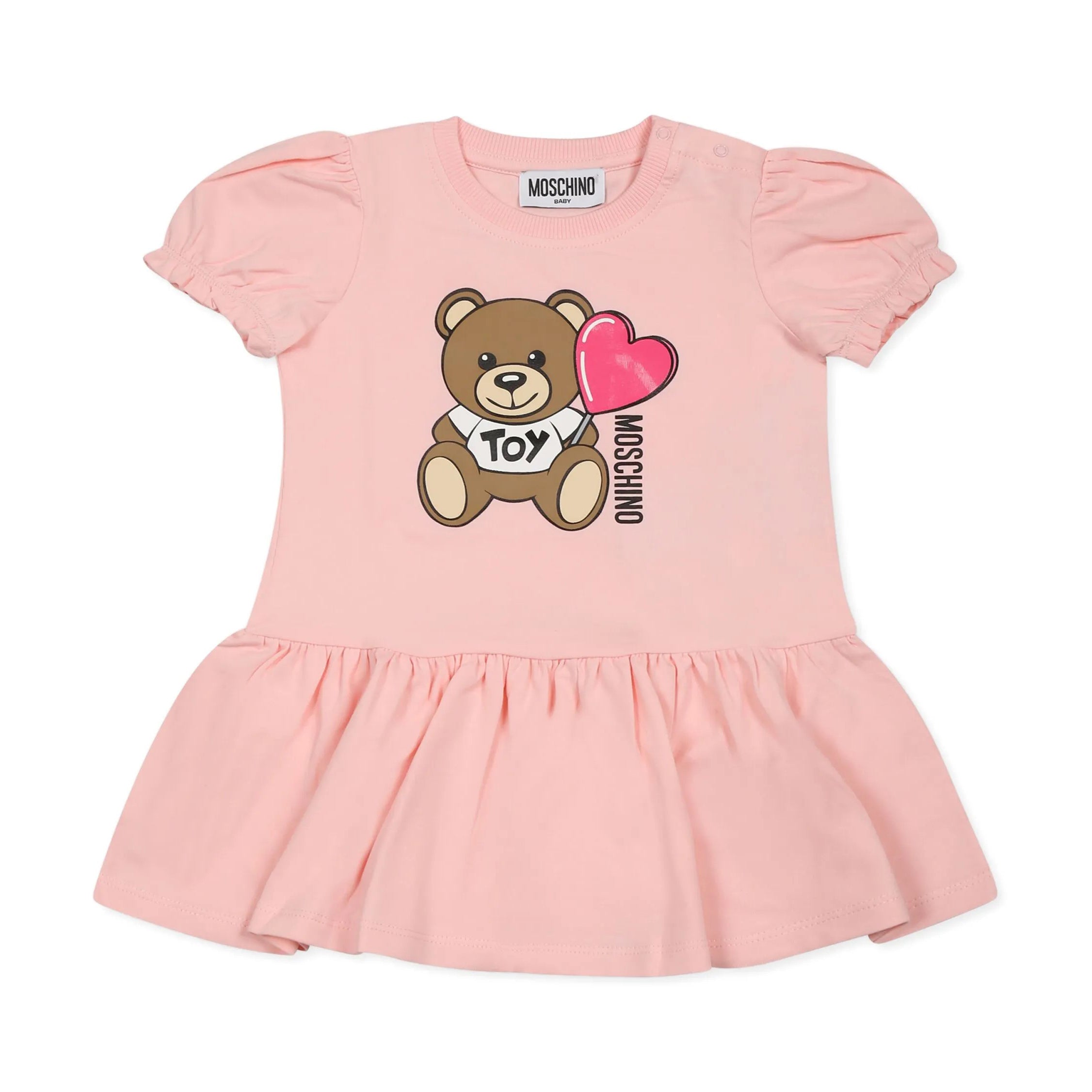 Moschino-BABY GIRL SS DRESS W BEAR HEART PRINT