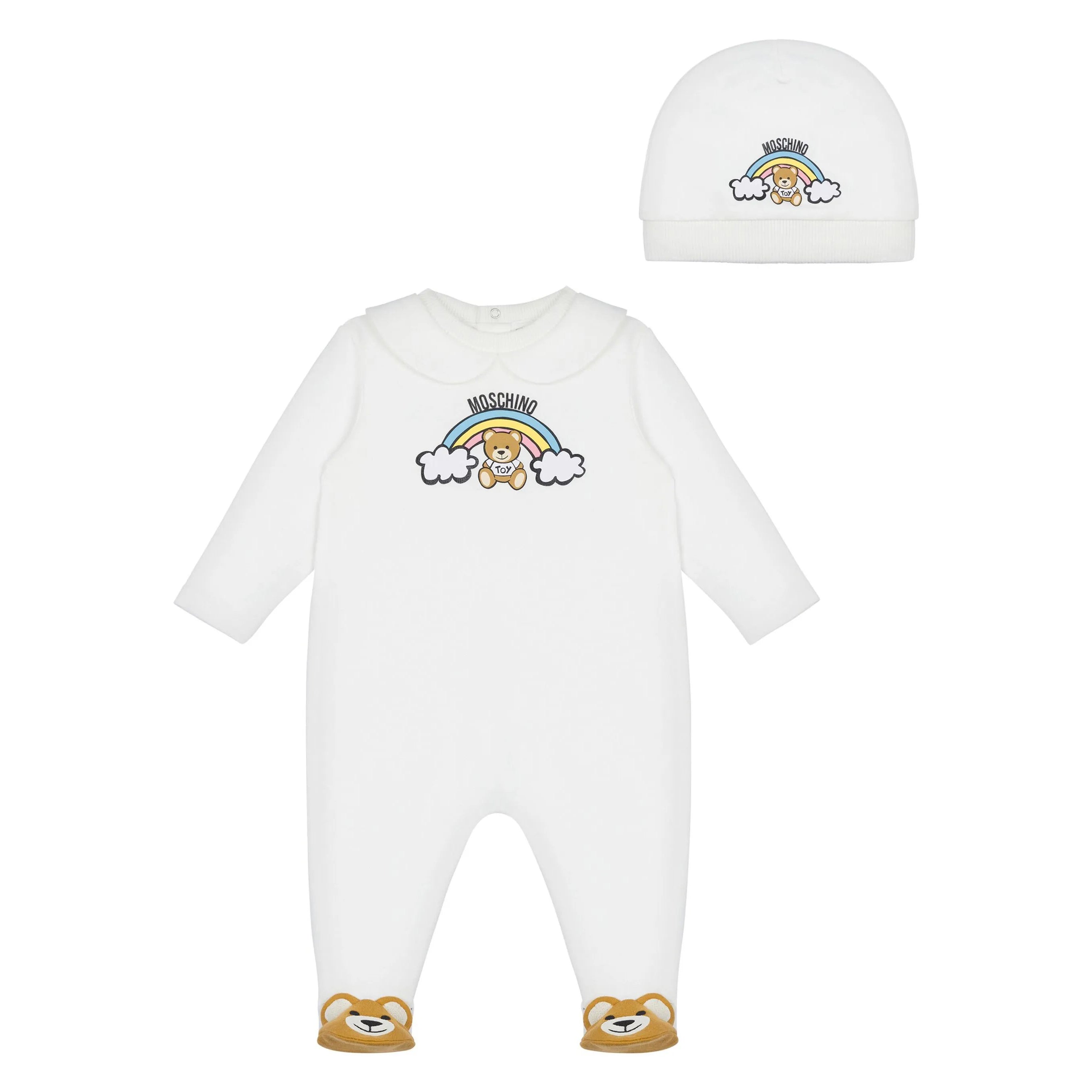 Moschino-BABY LS FOOTIE W BEAR ON FEET HAT AND GIFT BOX