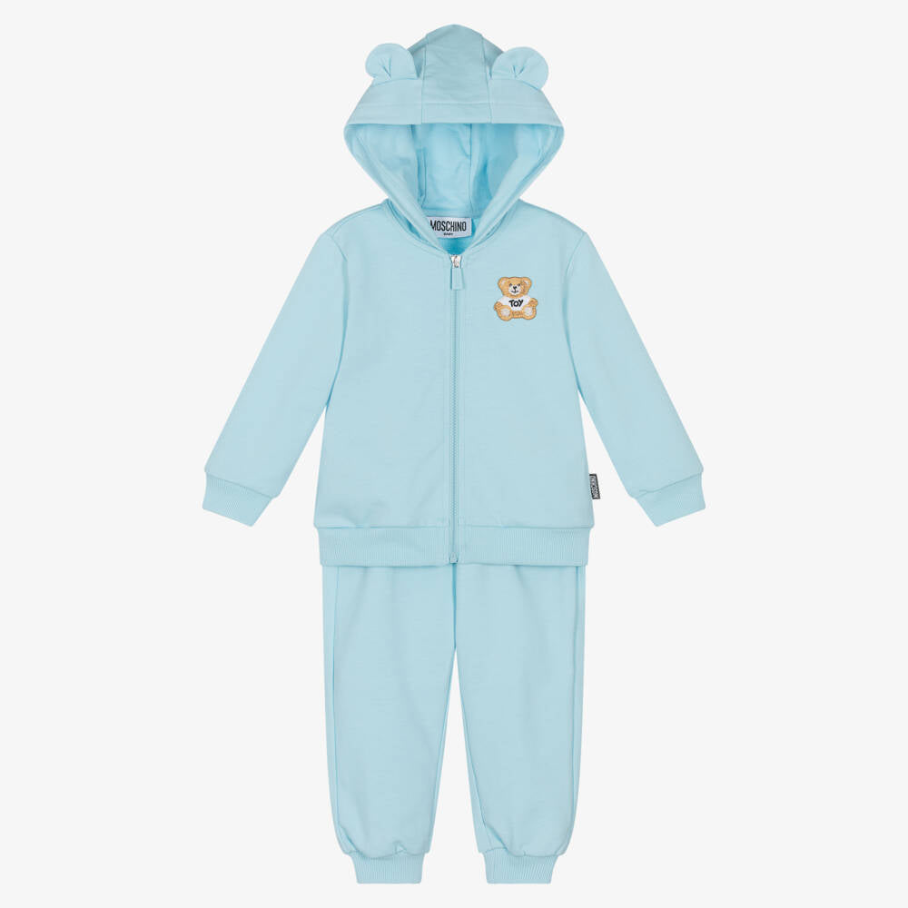 Moschino-BABY ZIP UP BEAR HOOD LS SWEATSUIT W BEAR PATCH