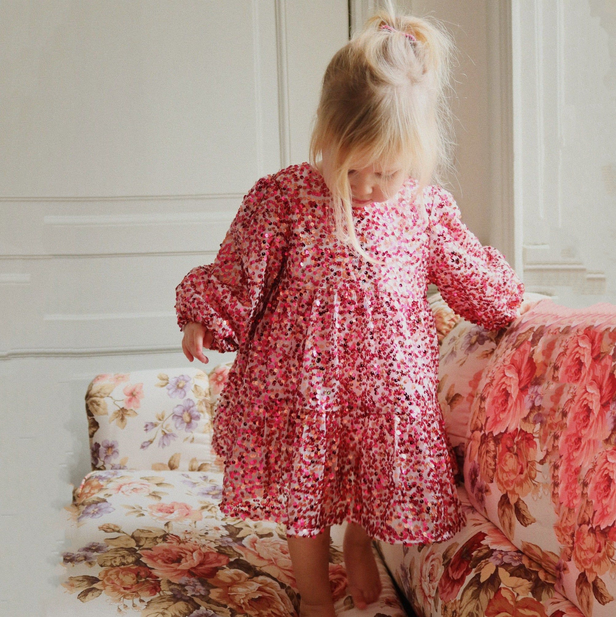 Konges Sløjd-Lila Sequins Bow Dress Sparkling Sangria