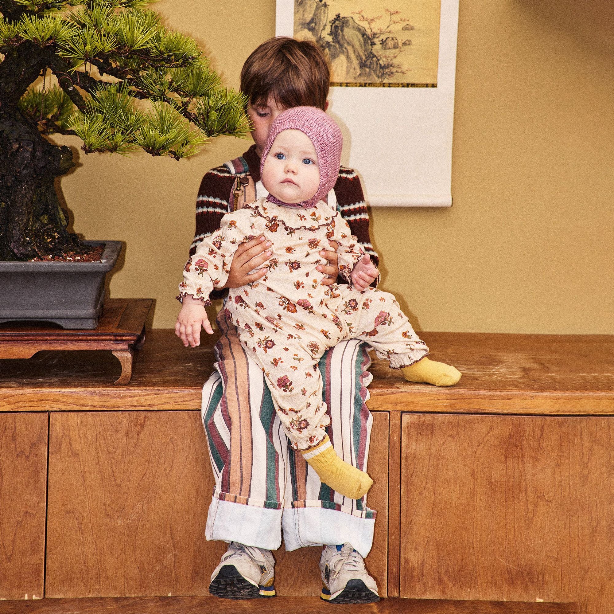Misha & Puff-Baby Pierrot Onesie String/Antique Rose Holyoke Floral