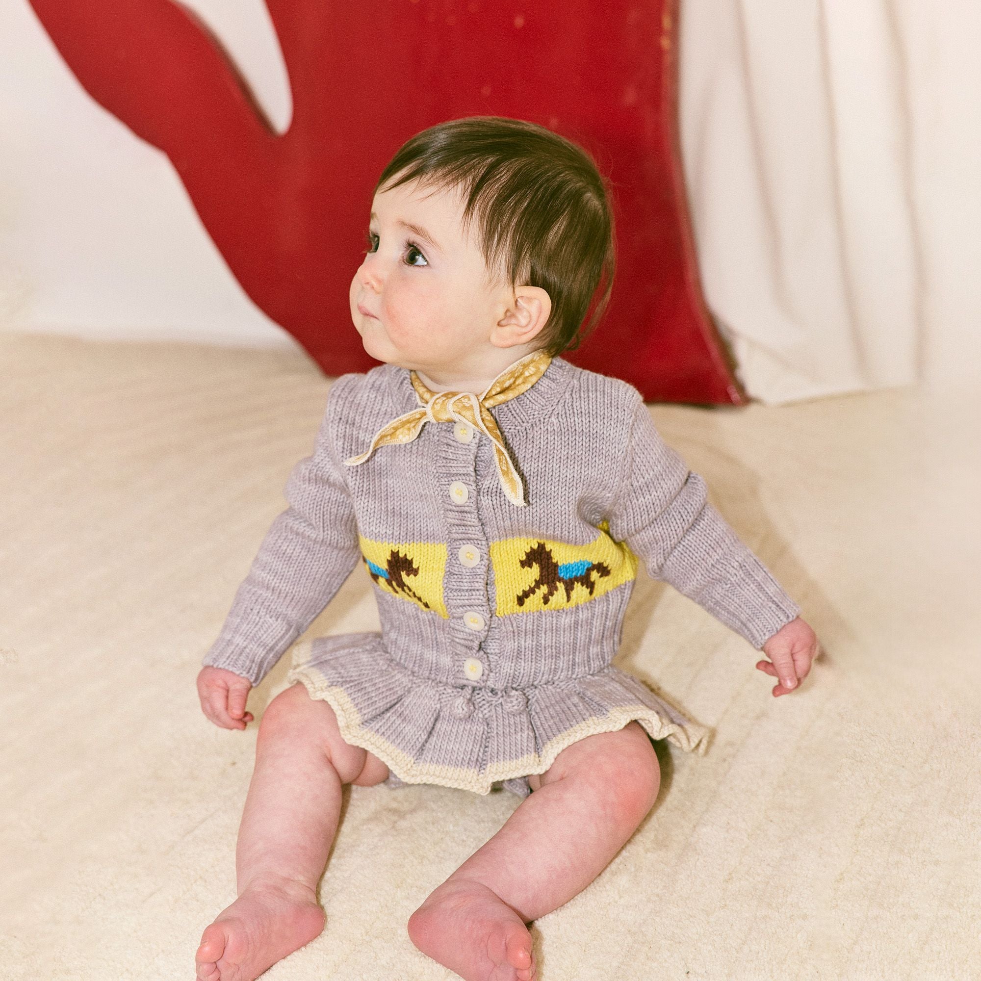 Misha & Puff-Baby Horse Trot Cardigan Mist