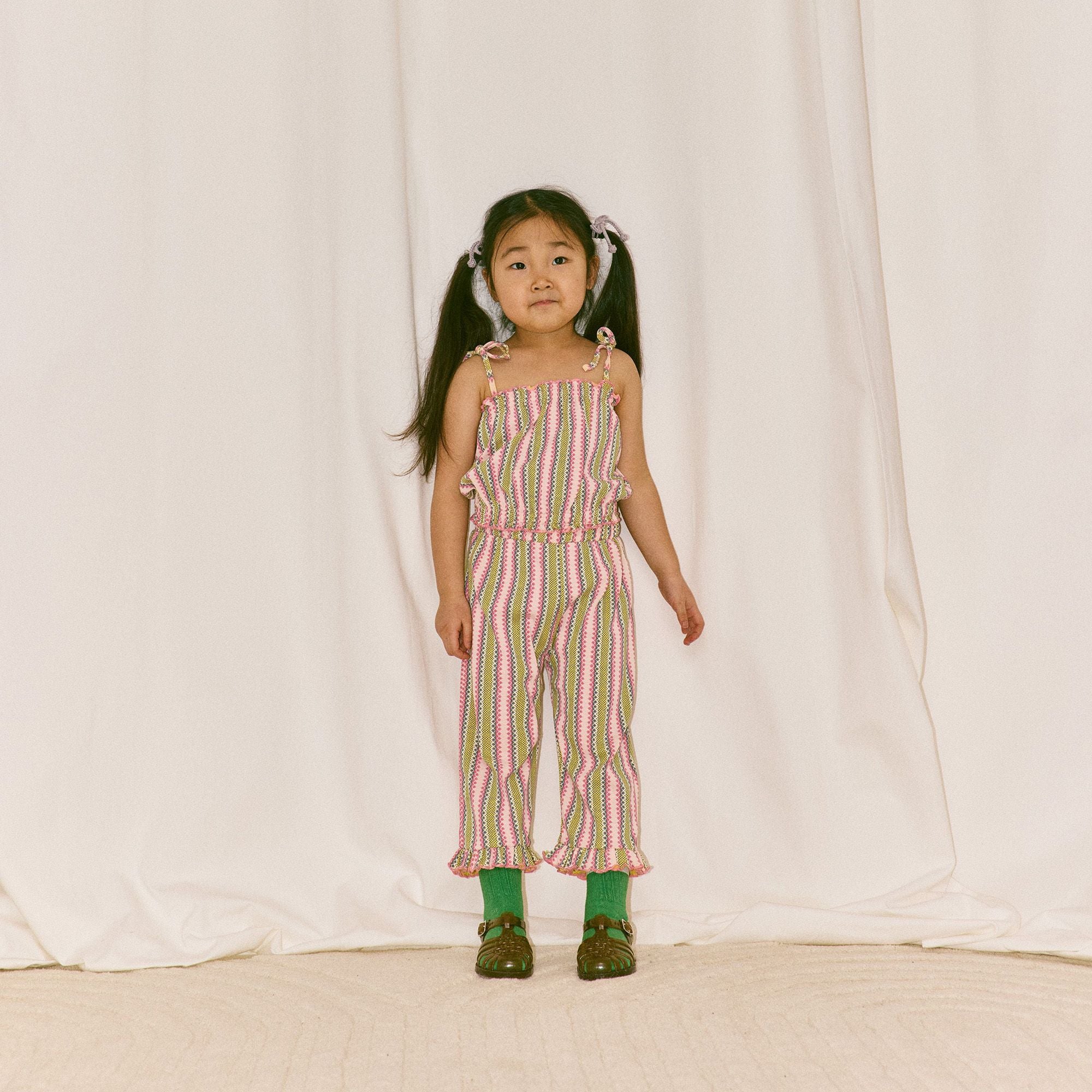 Misha & Puff-Girls Ruffle Pedal Pusher Aura Vaquero Stripe