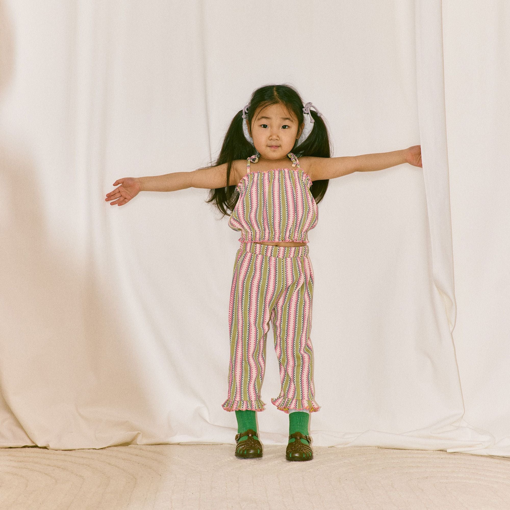 Misha & Puff-Girls Ruffle Pedal Pusher Aura Vaquero Stripe