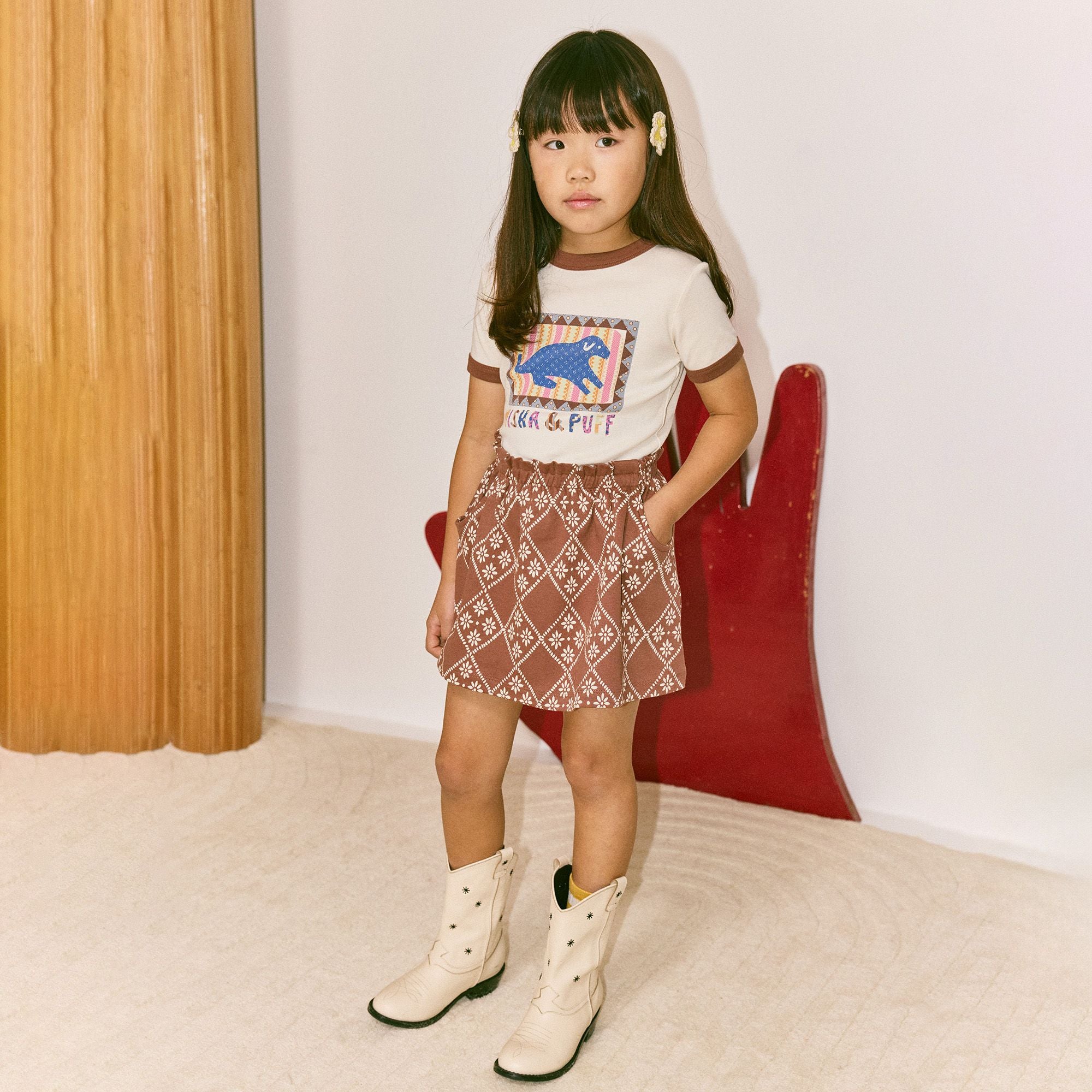 Misha & Puff-Kids Dog Collage Riger Tee Marzipan