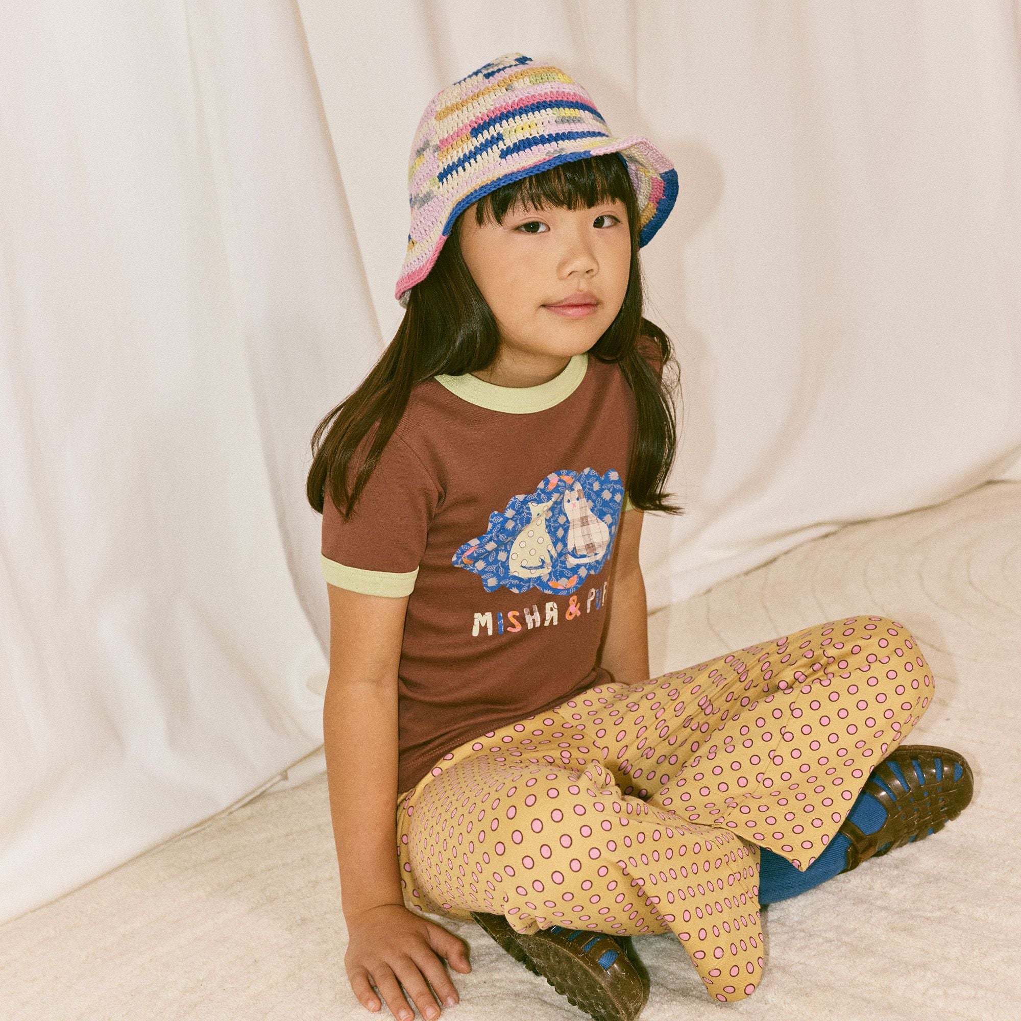 トップス misha&puff 10Y CATS COLLAGE RINGER TEE Misha & Puff-Barn Cats Collage Ringer Tee Cola