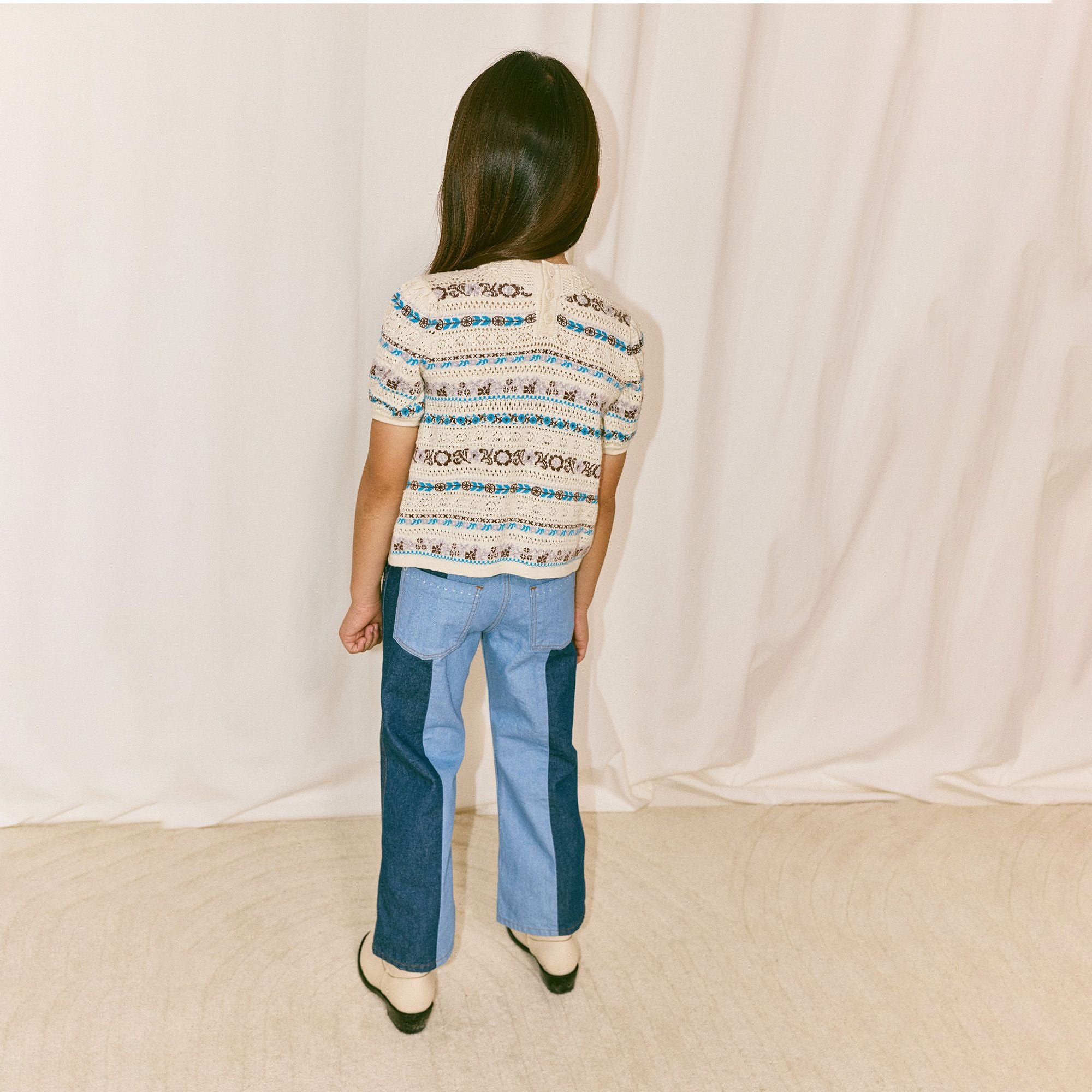 Misha & Puff-Girls Katya Blouse Marzipan Eyelet Ribbon