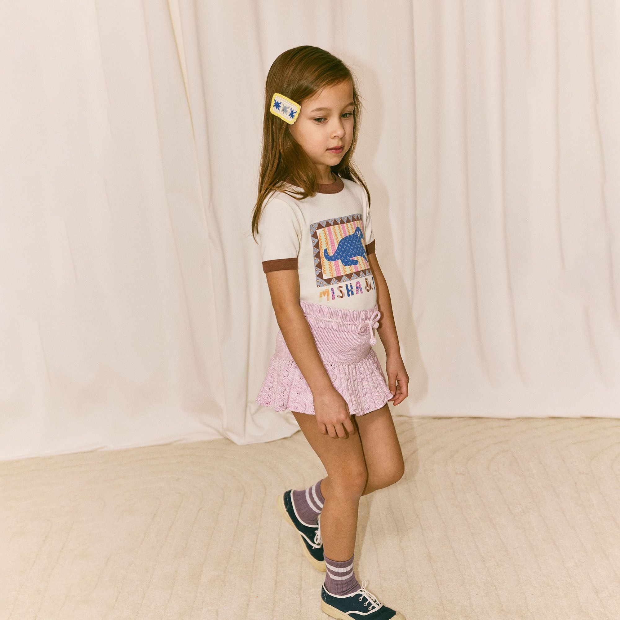 Misha & Puff-Kids Dog Collage Riger Tee Marzipan