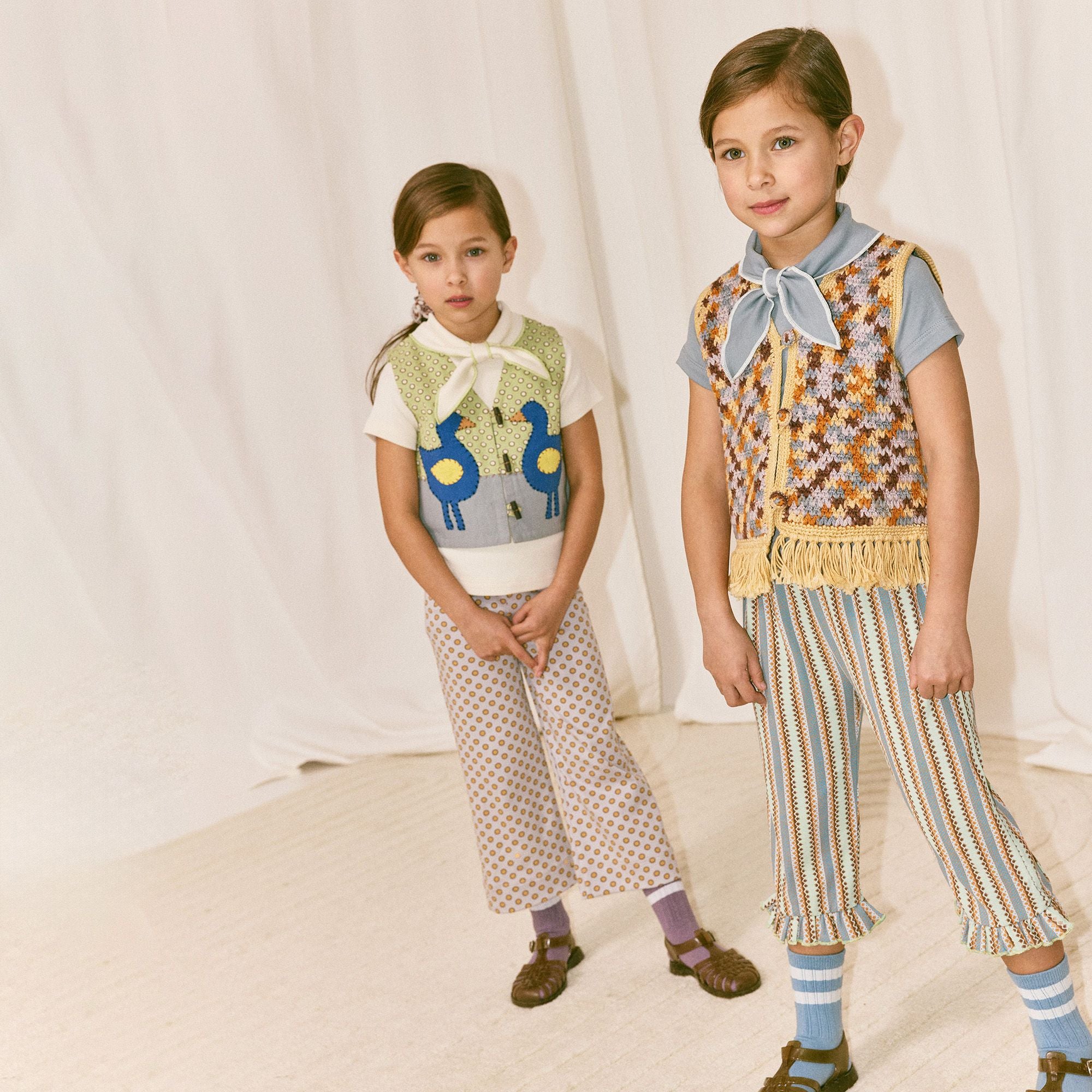 Misha & Puff-Kids Flock Applique Vest Aventurine Ben-Day Dots