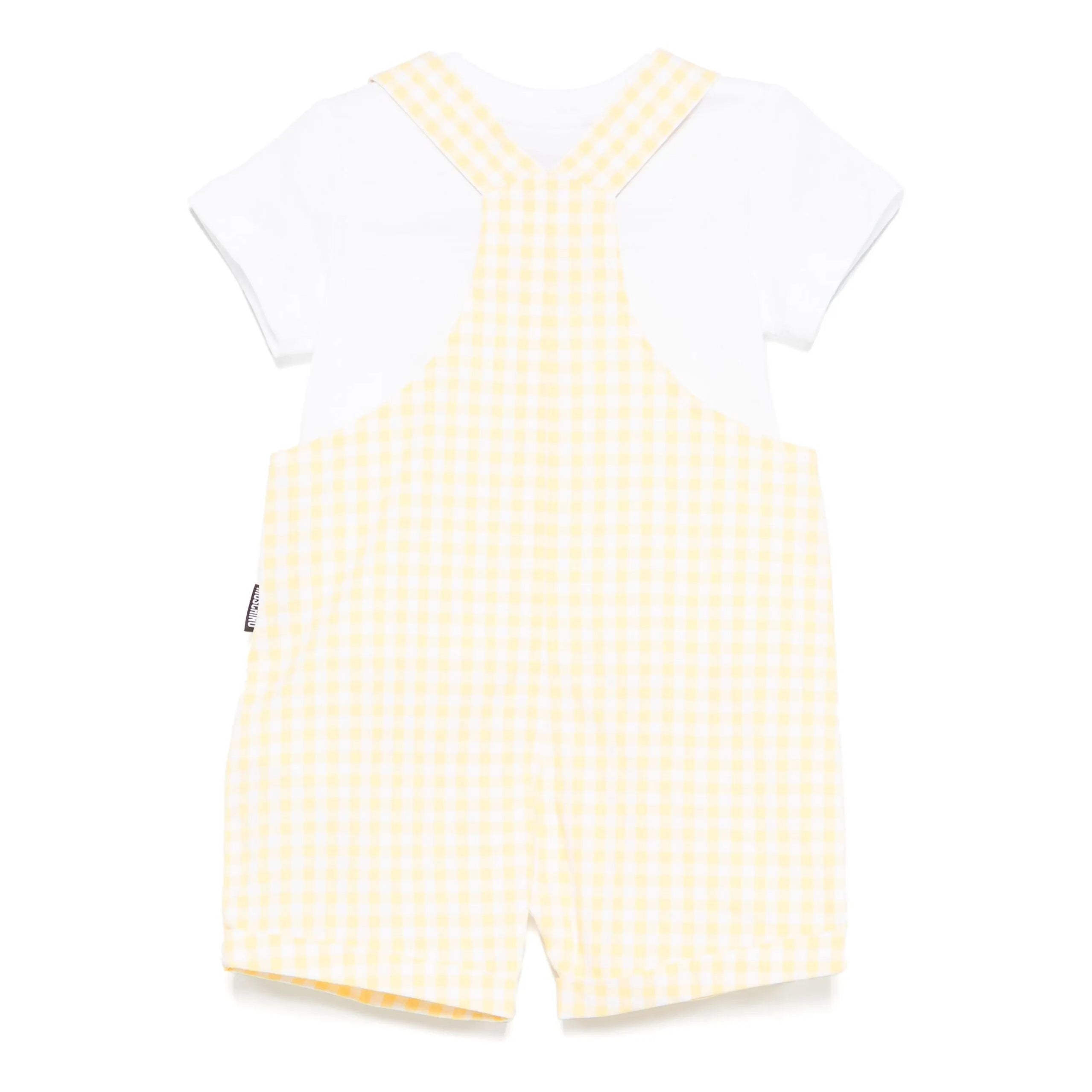 Moschino-BABY GINGHAM BEAR PATCH OVERALL W SS T-SHIRT