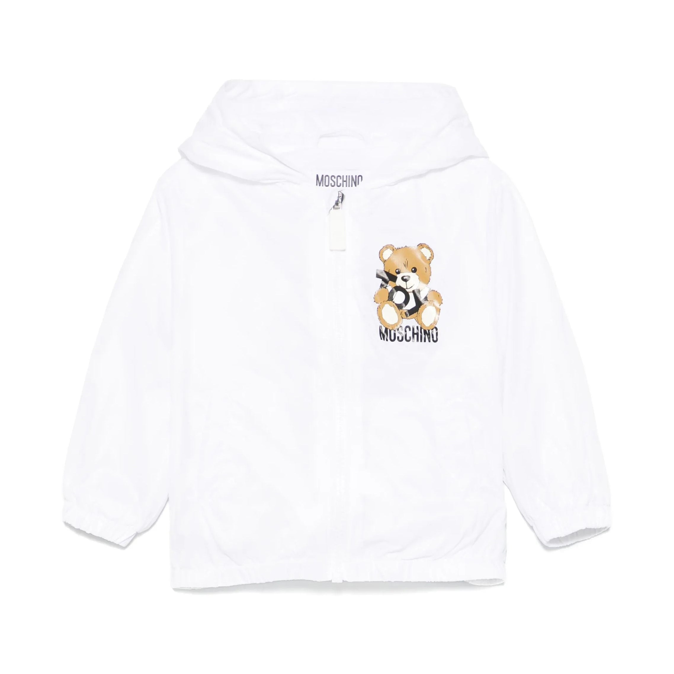 Moschino-BABY LS HOODED NYLON JACKET W TOY BEAR LOGO PRINT