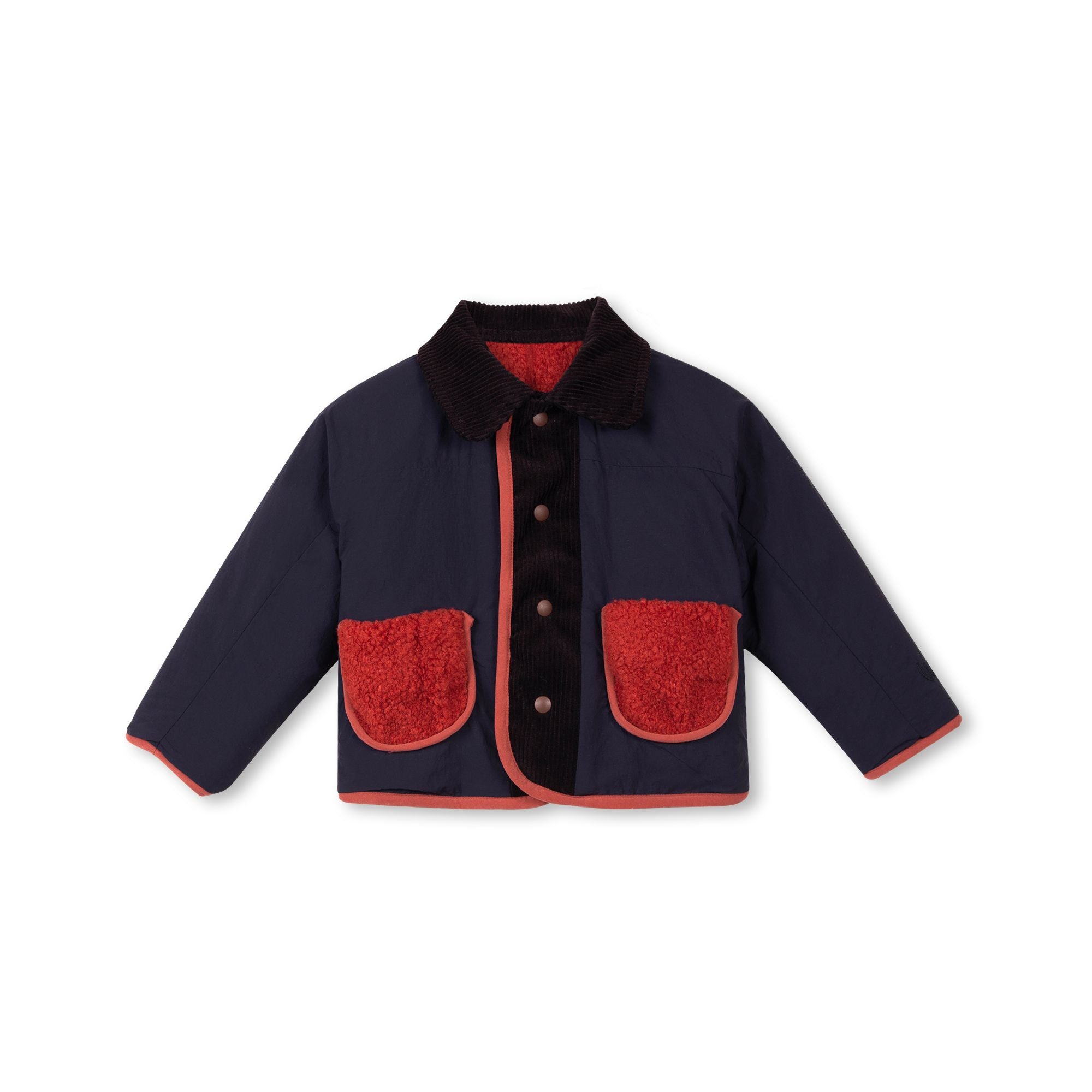 Wynken-Baby Mini Reversible Jacket Navy Rusty Bear