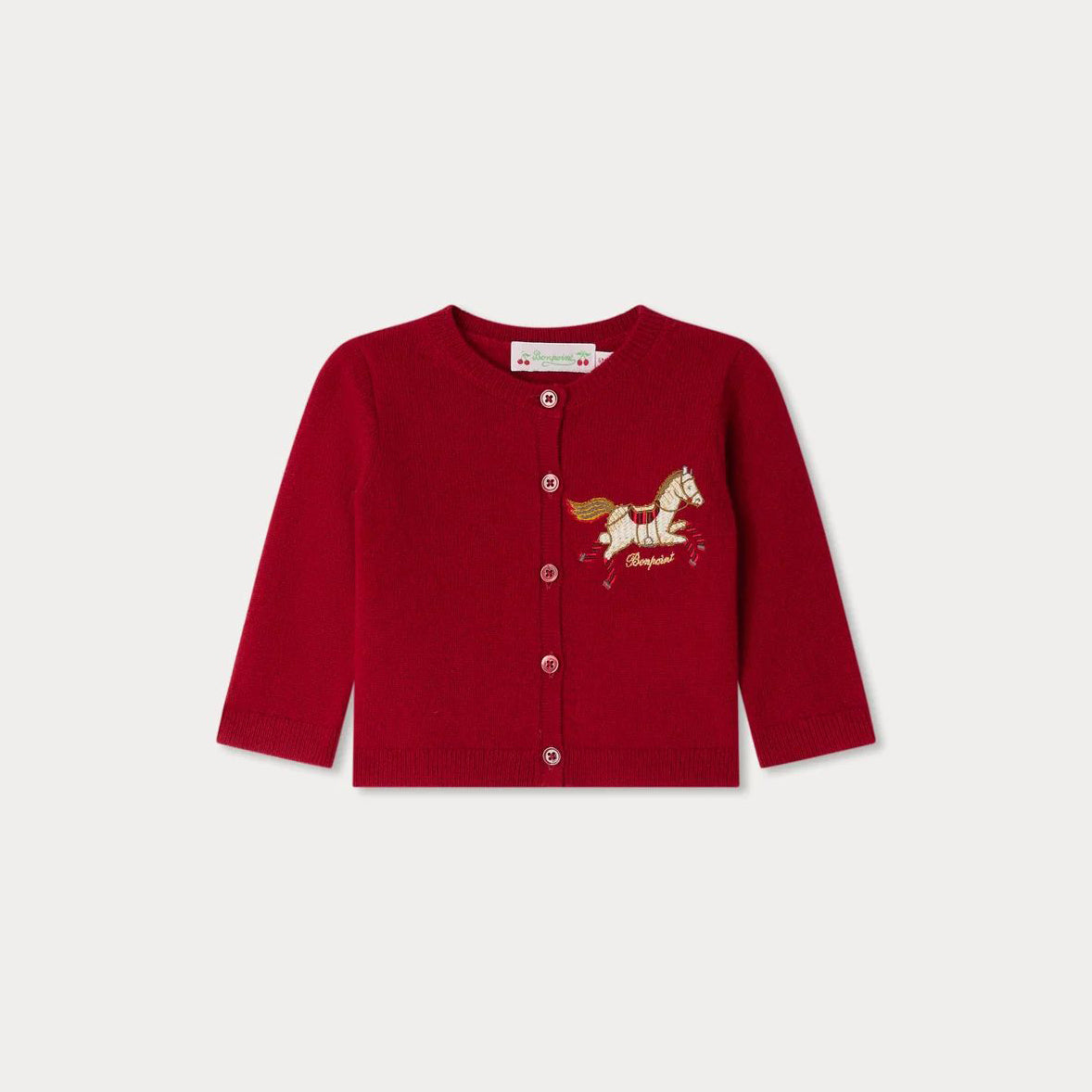 Bonpoint-Baby Teyana cashmere cardigan with horse embroidery