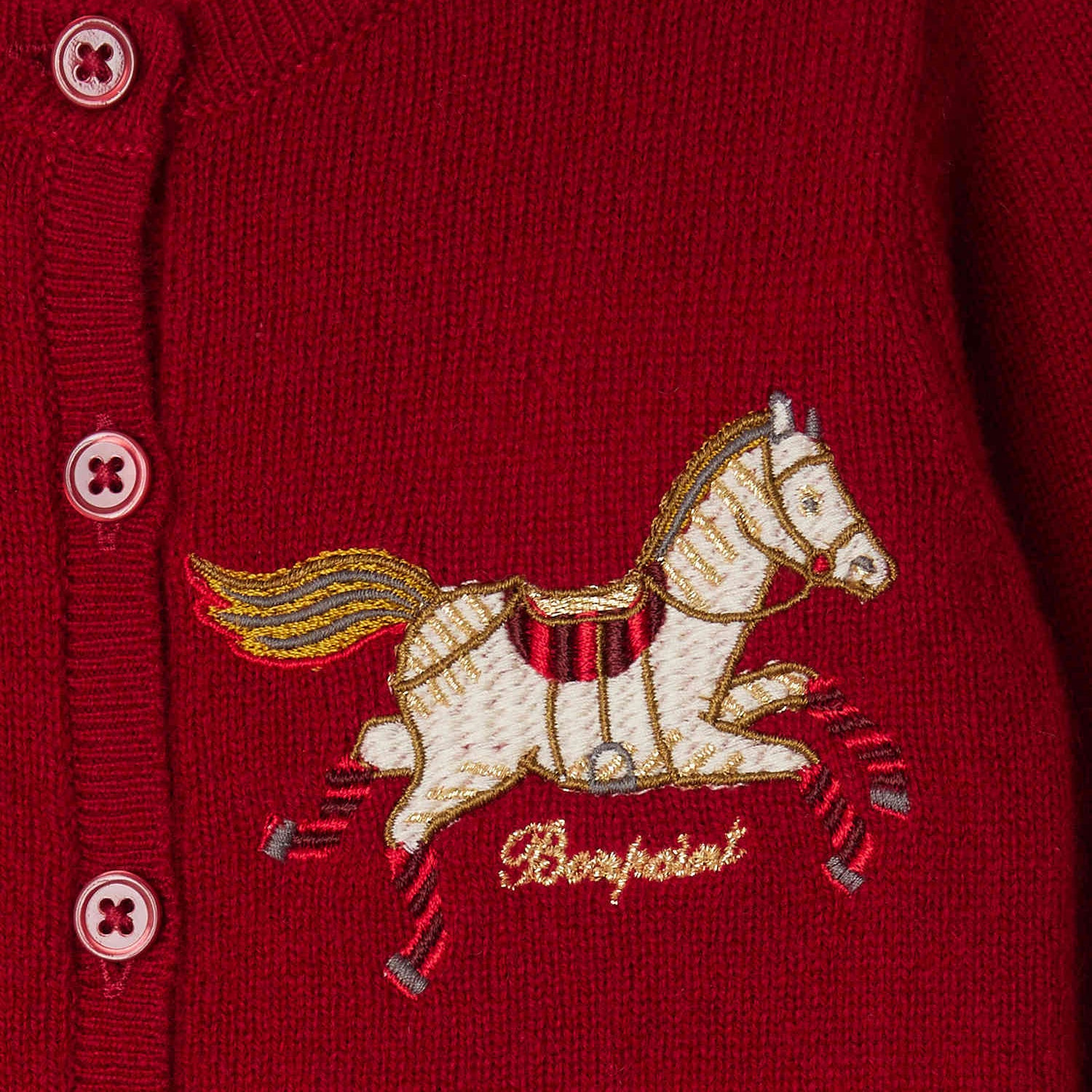Bonpoint-Baby Teyana cashmere cardigan with horse embroidery