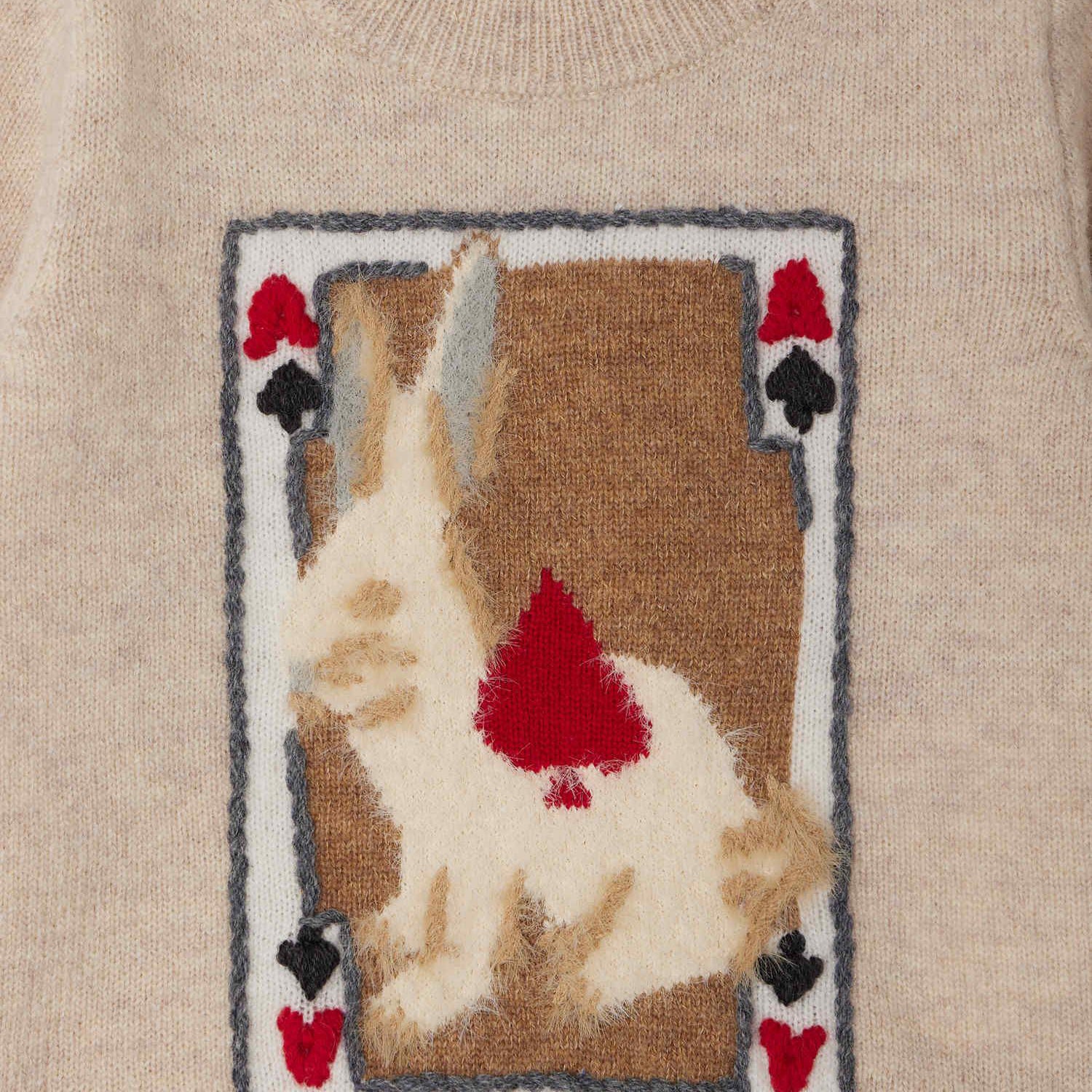 Bonpoint-Almire jacquard sweater with a hand-embroidered wool rabbit