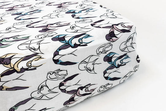 Fitted Bamboo Crib Sheet - Penguin Love POP-UP