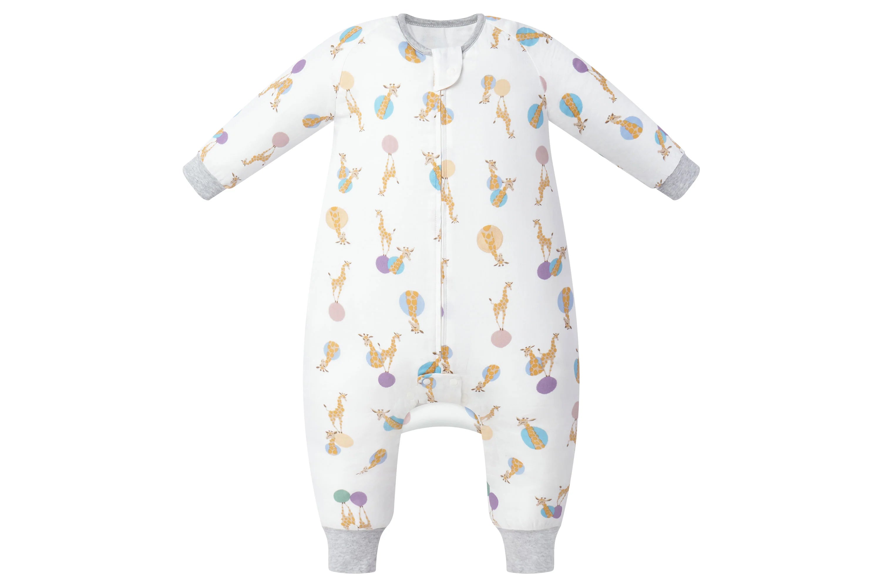 Bamboo Pima Long Sleeve Footed Sleep Bag 0.6 TOG - Giraffe Shapes