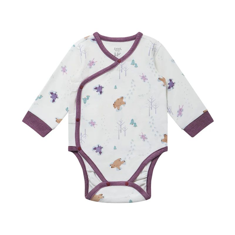 Nest Designs-Long Sleeve Kimono Onesie Snow Angels