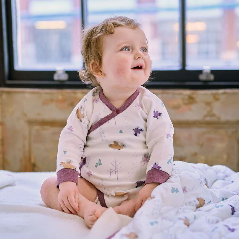 Nest Designs-Long Sleeve Kimono Onesie Snow Angels