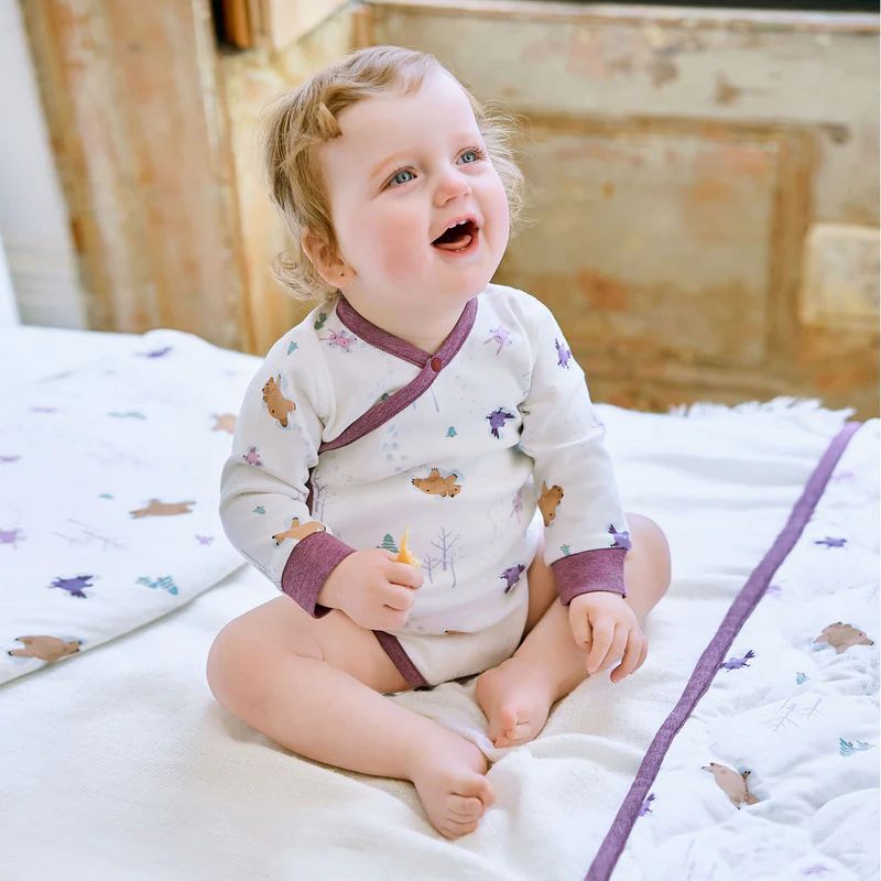 Nest Designs-Long Sleeve Kimono Onesie Snow Angels