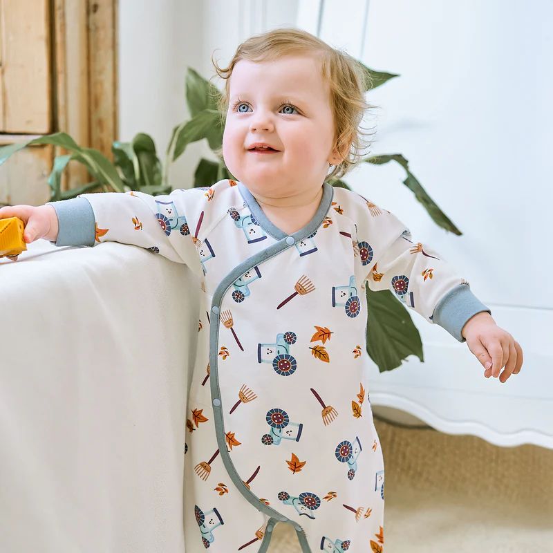 Nest Designs-Long Sleeve Kimono Romper On The Farm