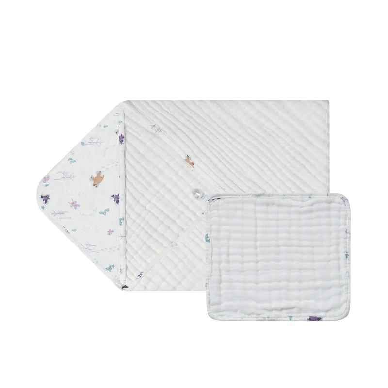 Nest Designs-Layer Hooded Baby Bath Towel Snow Angels