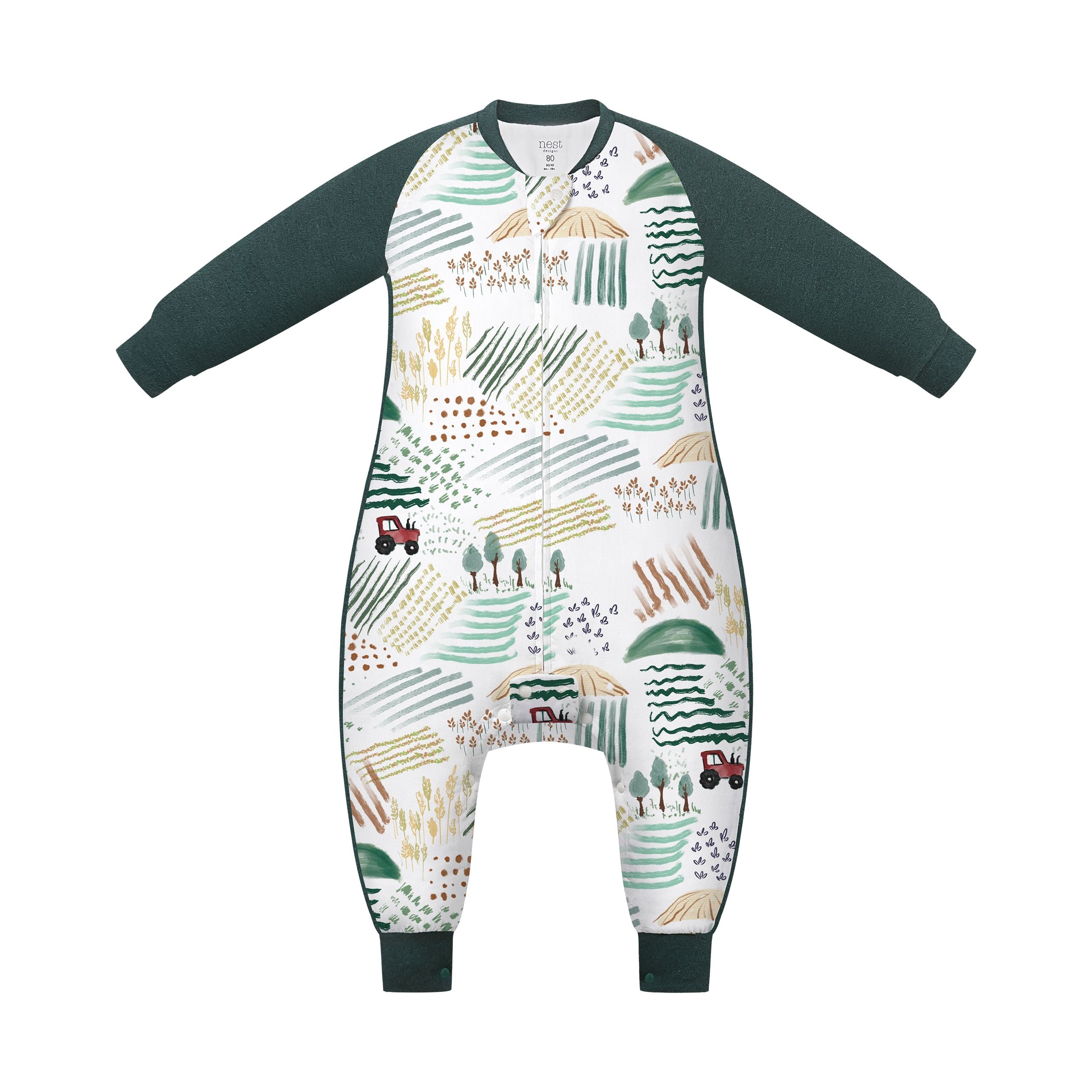 Nest Designs-1.0 TOG Long Raglan Sleeve Footed Sleep Bag Farmer Dell