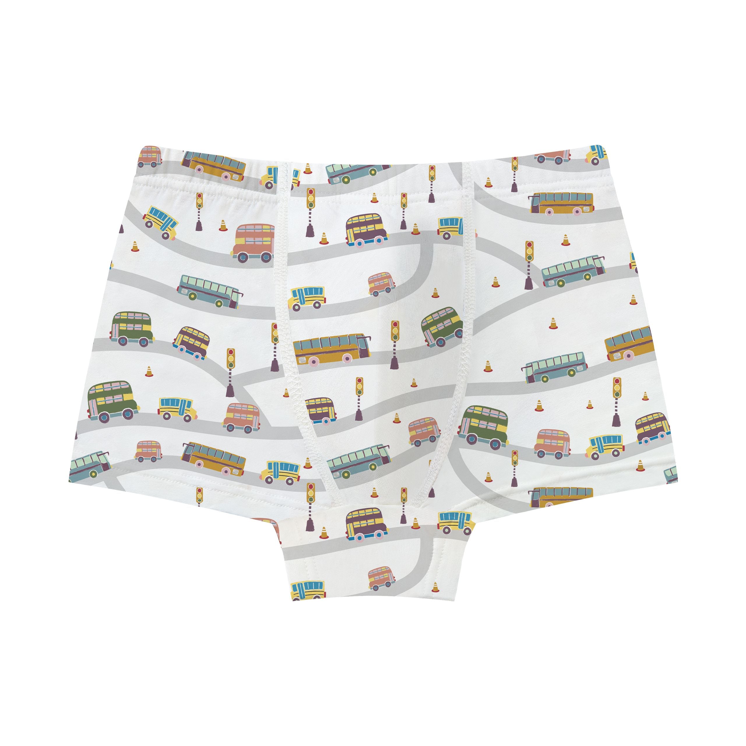 Nest Designs-Boys Boxer Briefs Underwear (4 Pack) Wheels On The Bus