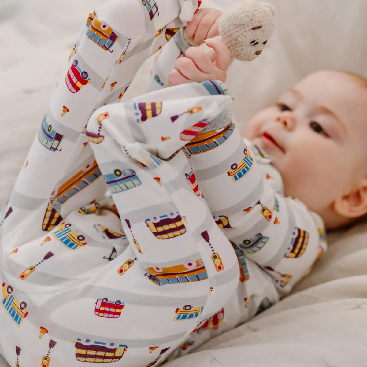 Nest Designs-Long Sleeve Footed Sleeper Wheels On The Bus