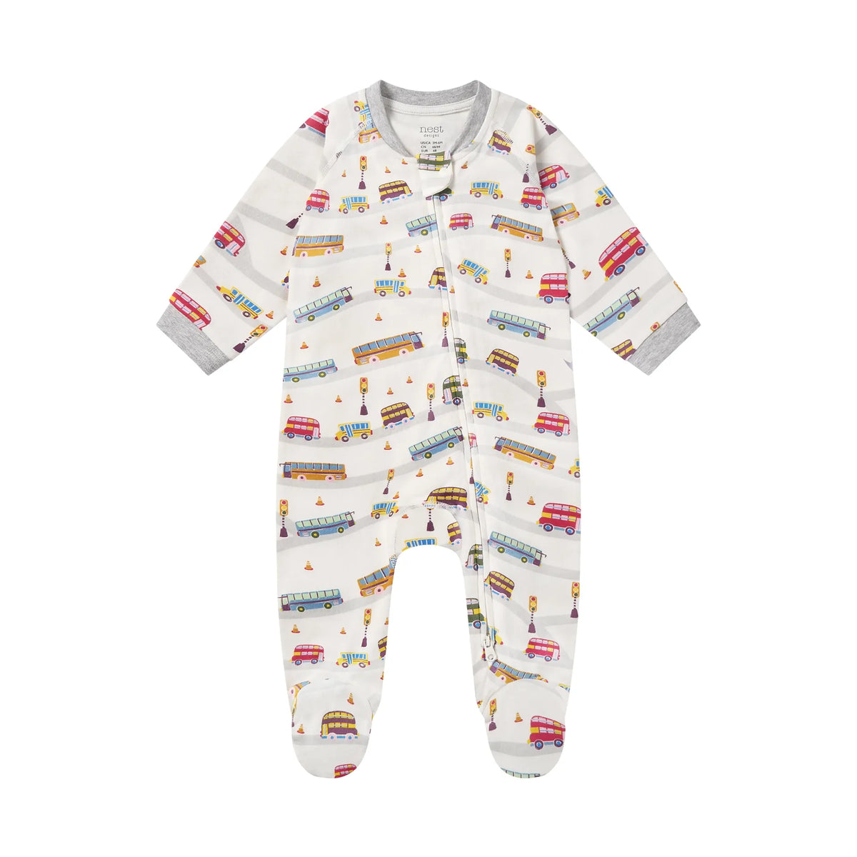 Nest Designs-Long Sleeve Footed Sleeper Wheels On The Bus