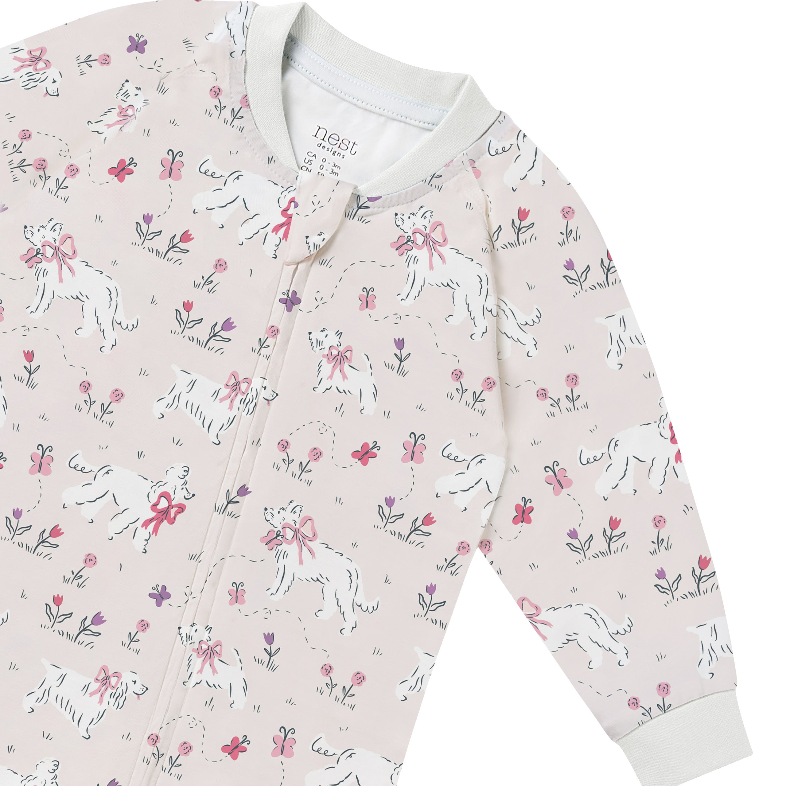 Nest Designs-Baby Long Sleeve Footed Sleeper Doggie Meadow