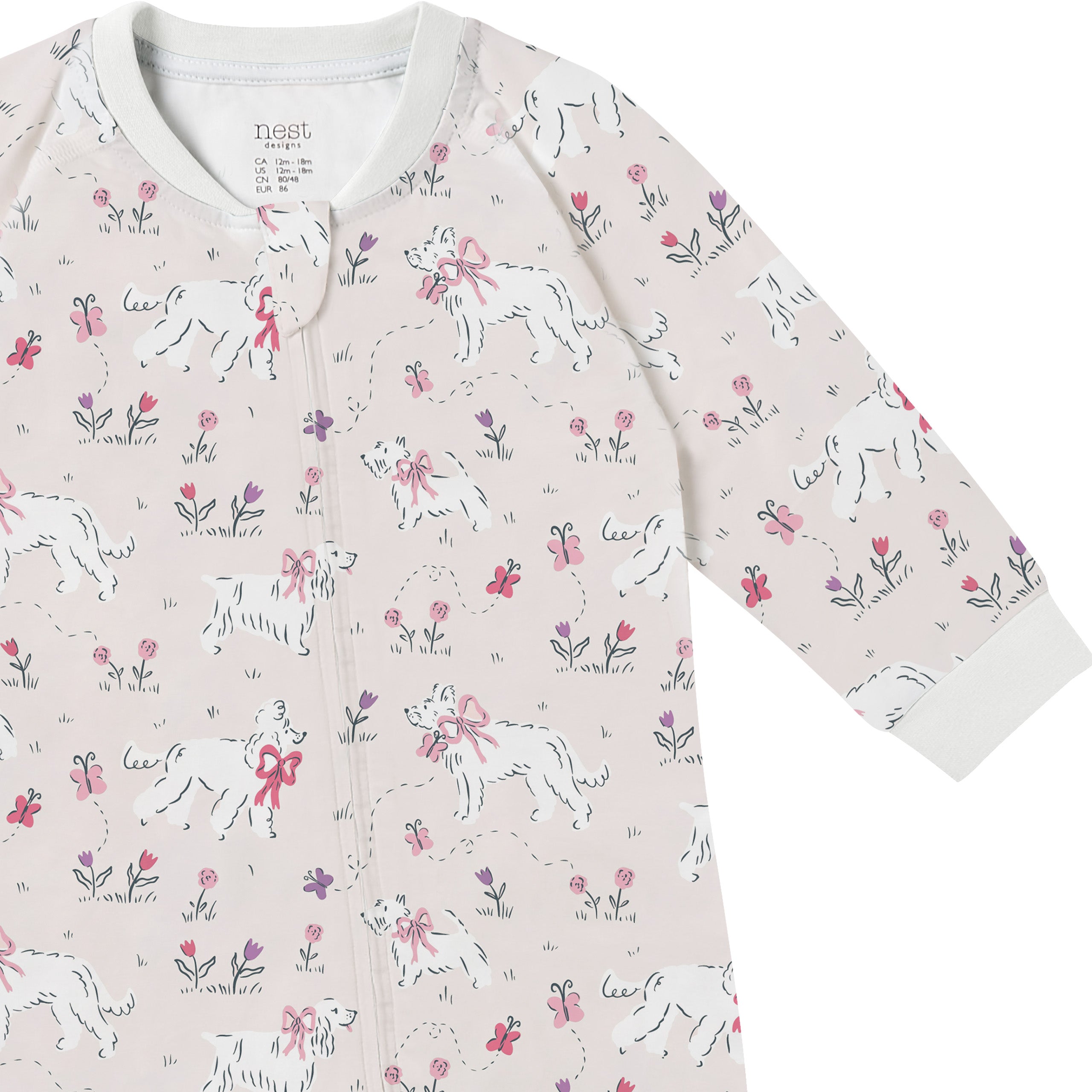 Nest Designs-Baby Long Sleeve Footless Sleeper Doggie Meadow