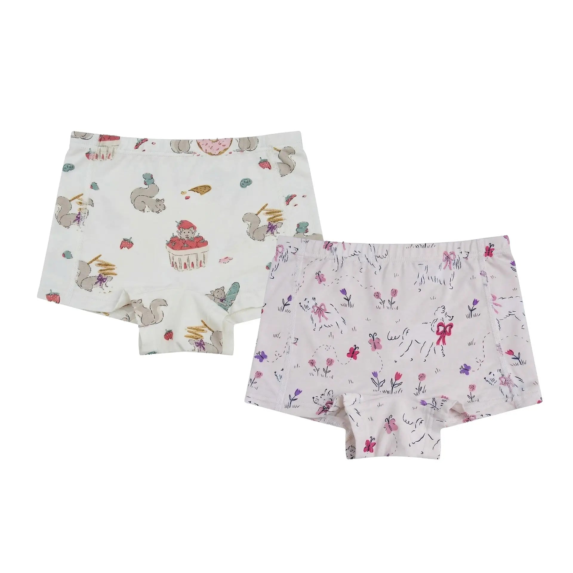 Nest Designs-Girls Boy Short Underwear (2 Pack) Doggie Meadow/Very Squirrelly