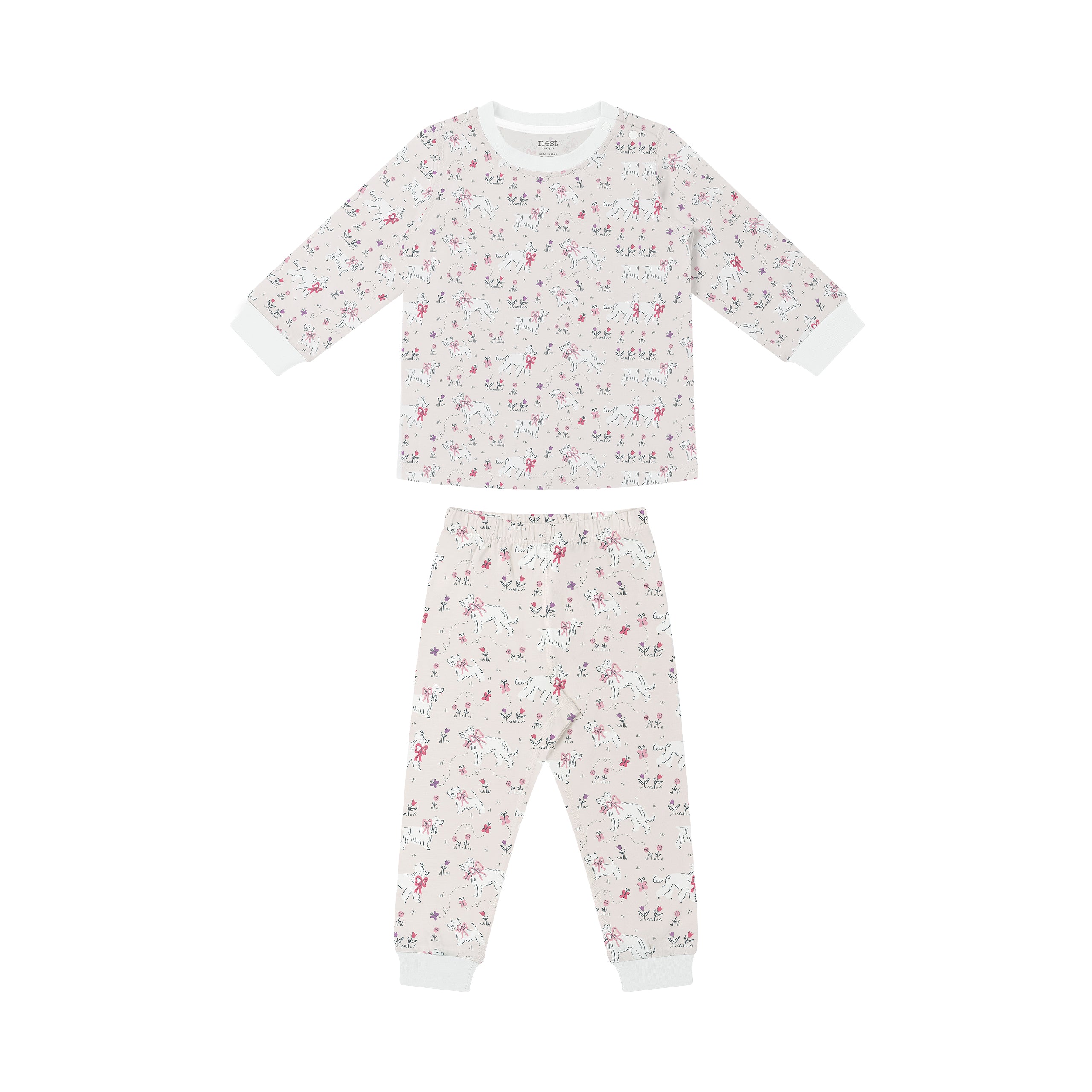 Nest Designs-Long Sleeve PJ Set Doggie Meadow