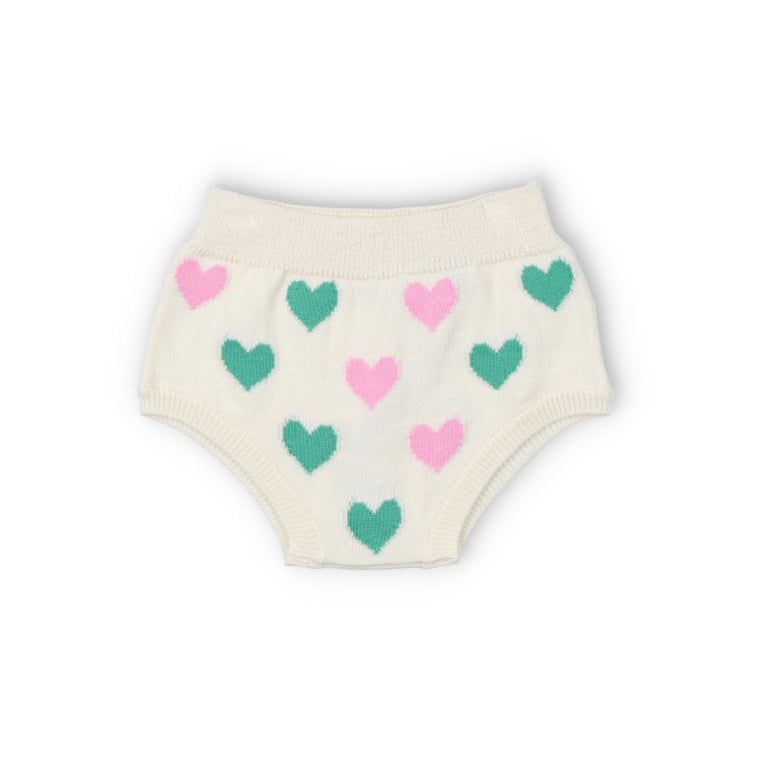 The New Society-Baby Girls Colorful Knitted Heart Pattern Cotton Shorts