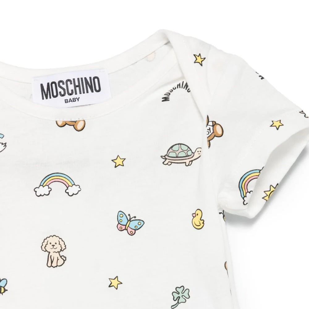 Moschino-BABY 2PC BODY SET IN GIFT BOX W BEAR GOOSE PRINT