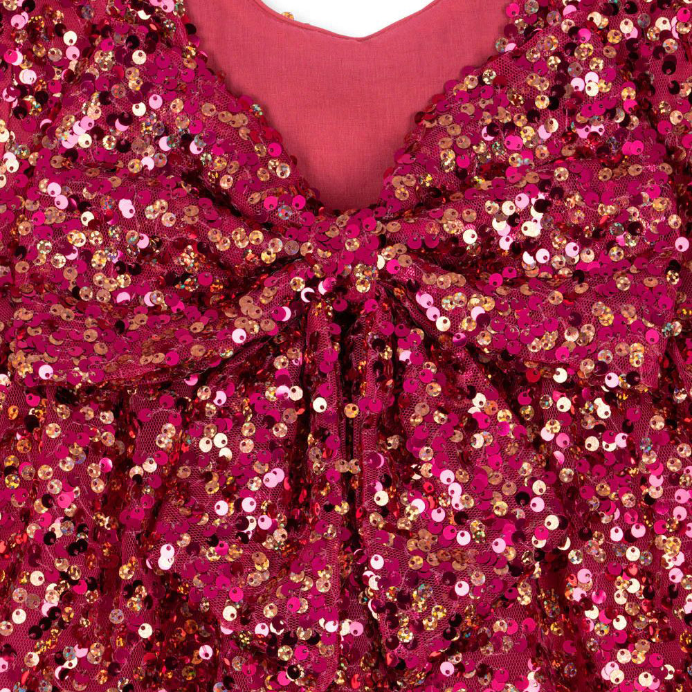 Konges Sløjd-Lila Sequins Bow Dress Sparkling Sangria