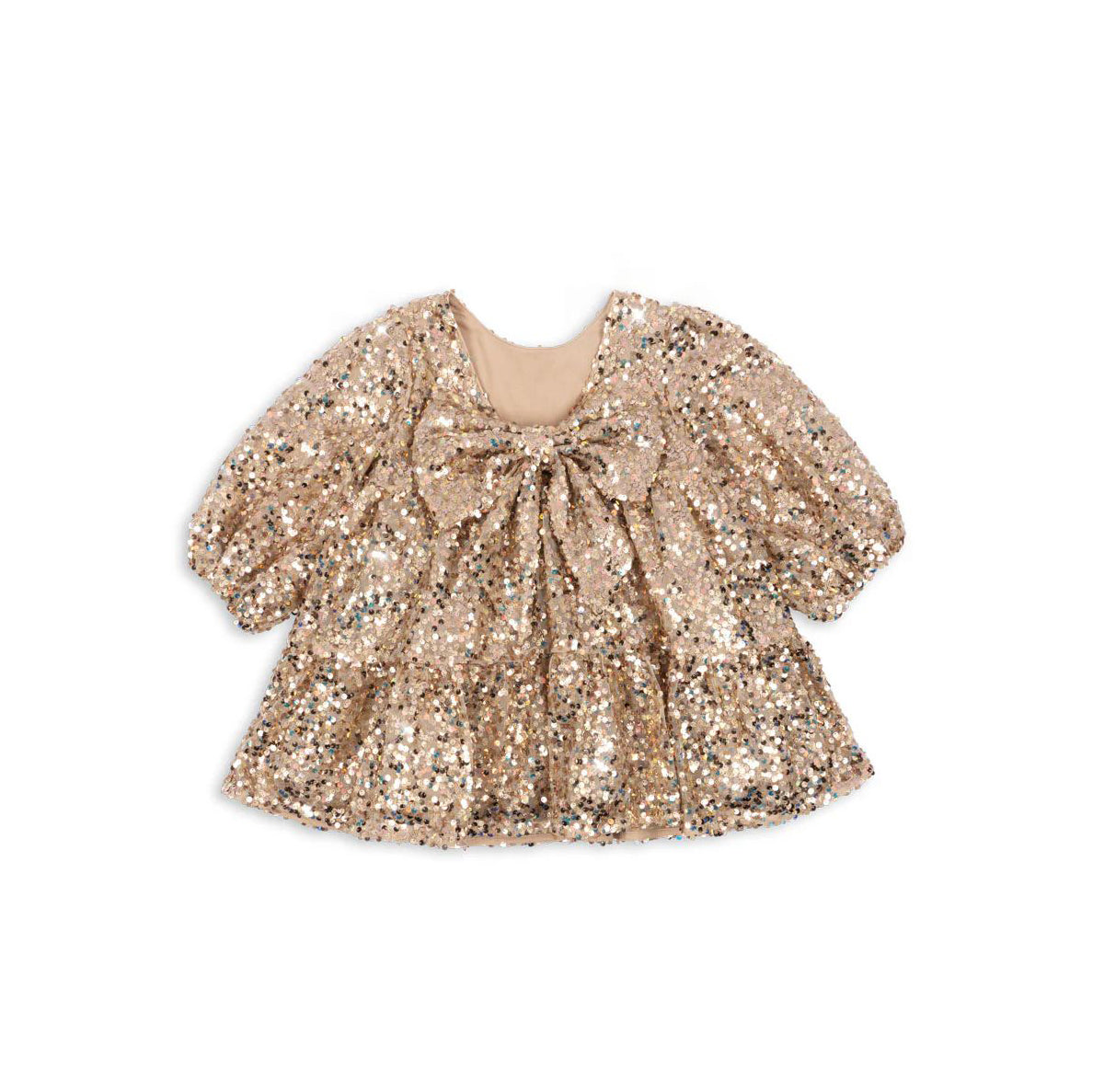 Konges Sløjd-Lila Sequins Bow Dress Gold Glitter