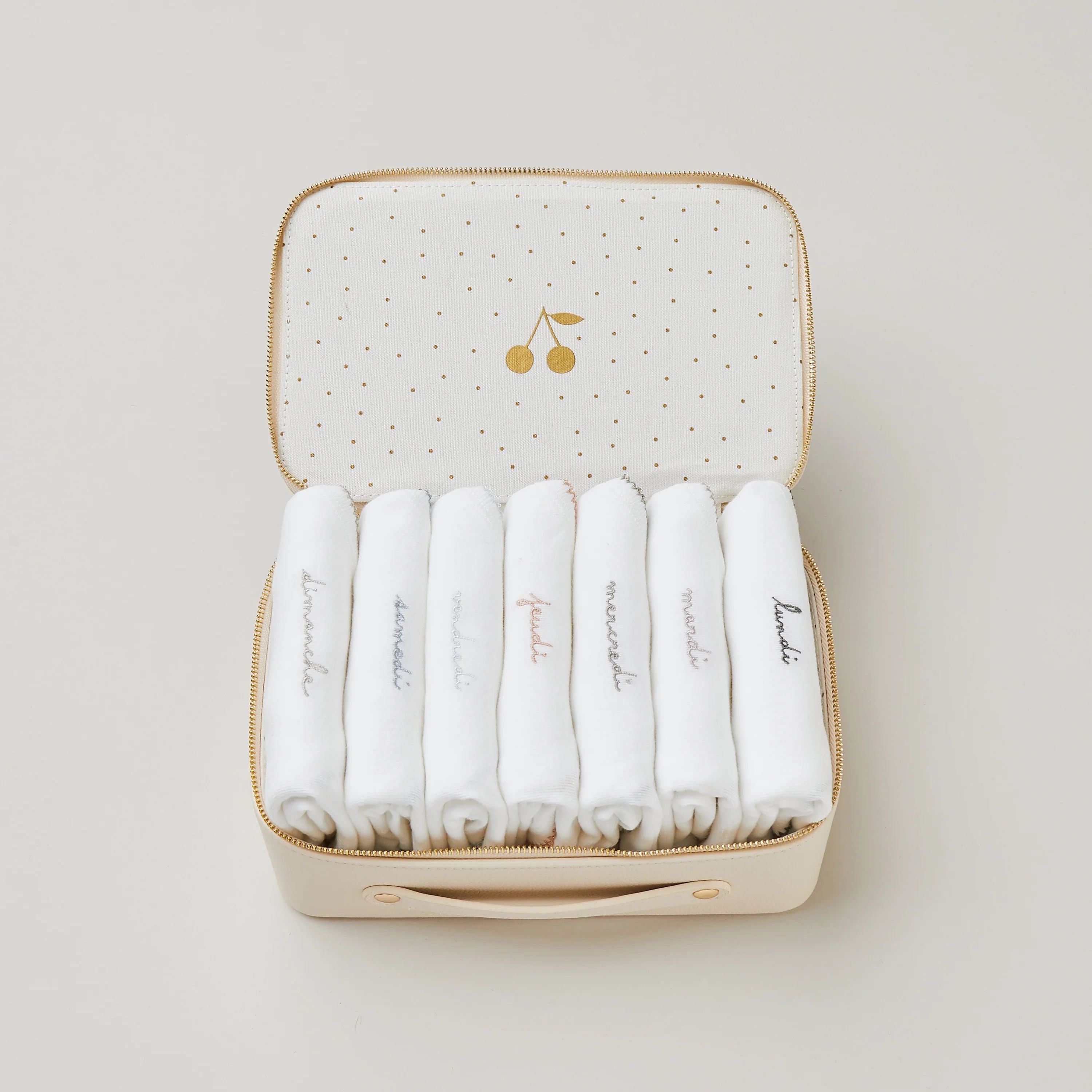 Bonpoint-Days-of-the-week suitcase short sleeve Milk white