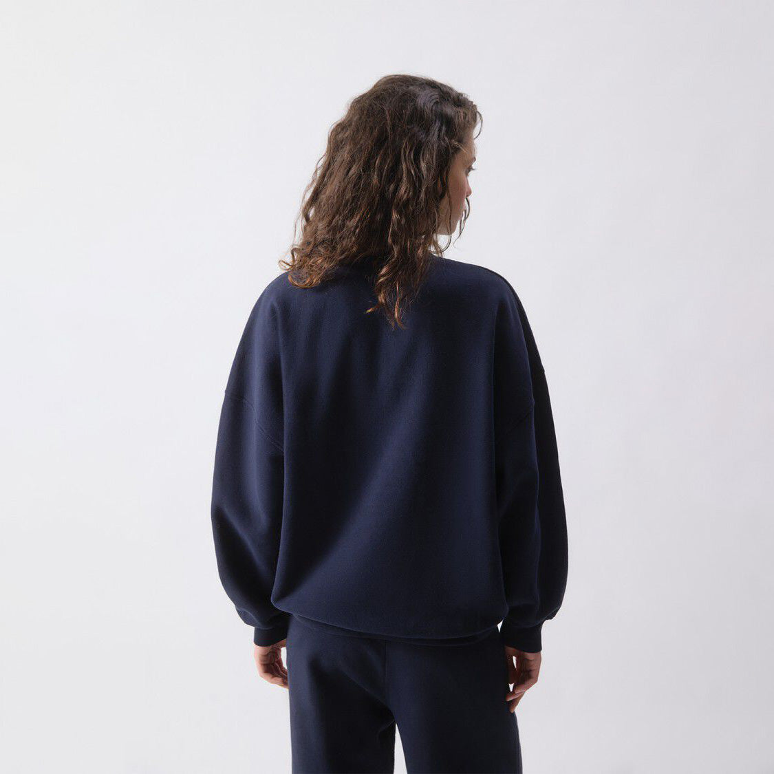 American Vintage-Women Sweat ML Col Rond Plizzy Navy Vintage