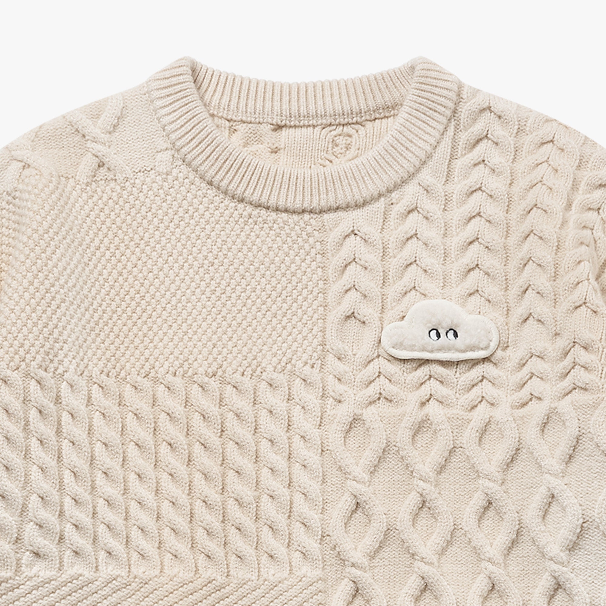 Petite Revery-Poly/Cotton Cable Knit Kids Sweater Cloud