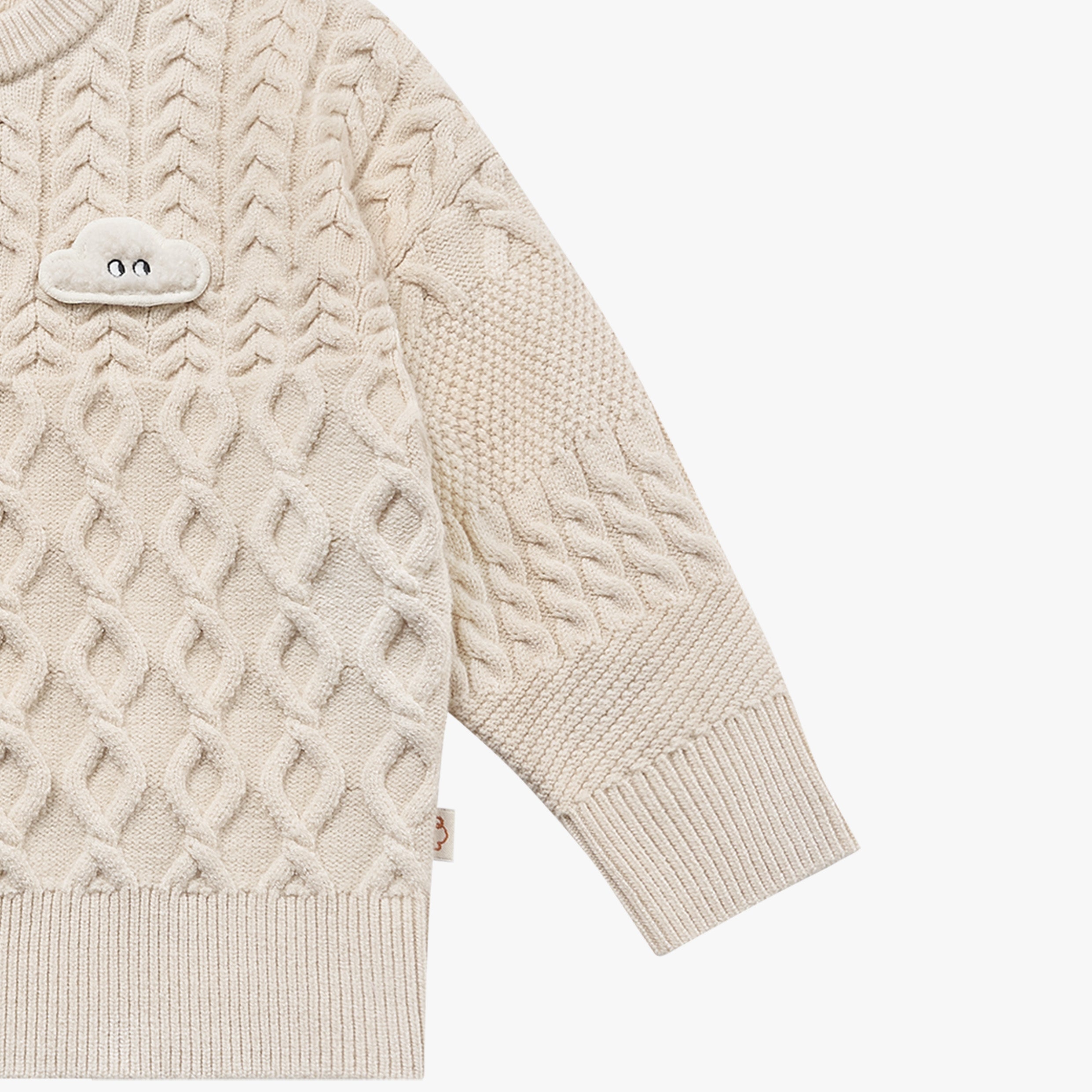 Petite Revery-Poly/Cotton Cable Knit Kids Sweater Cloud