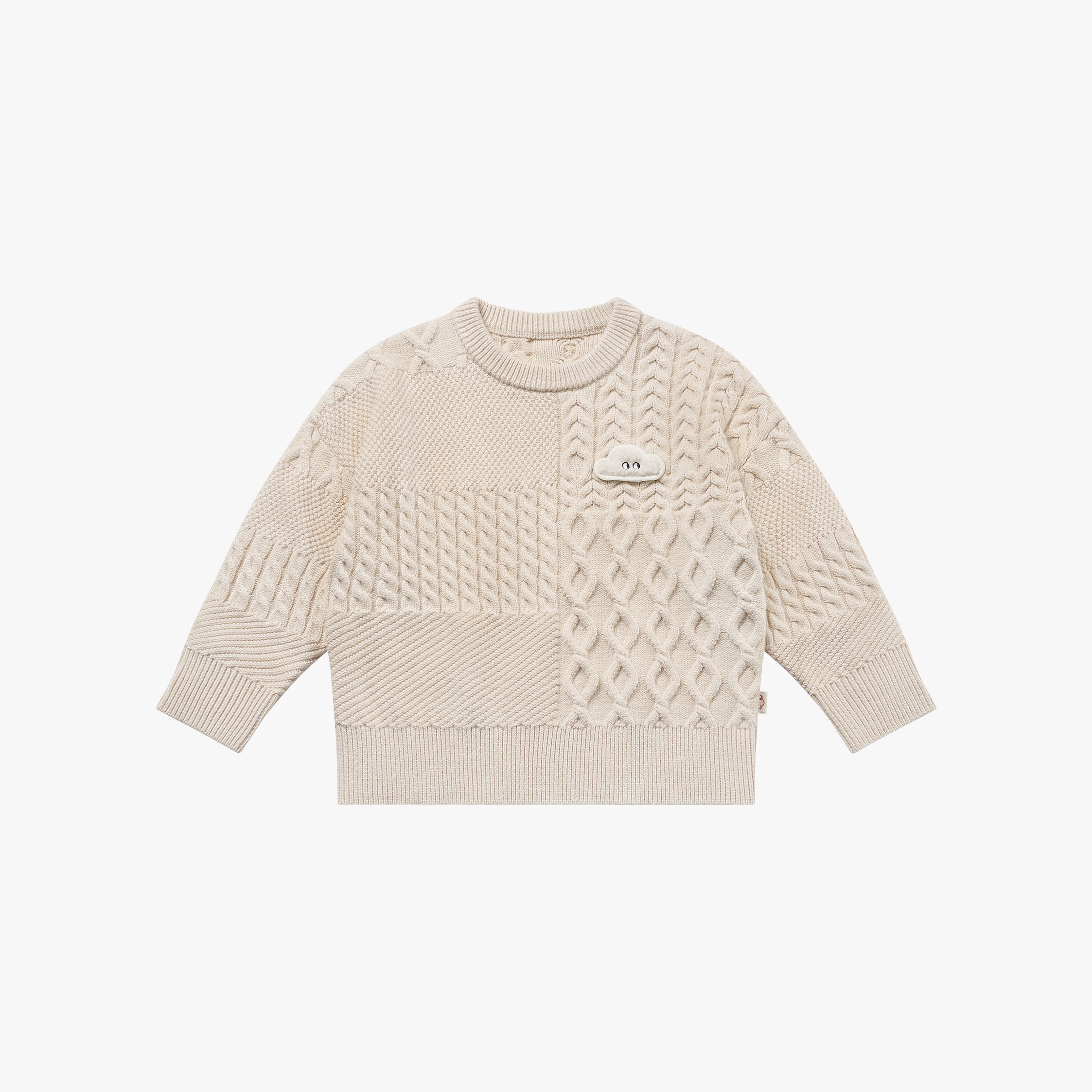 Petite Revery-Poly/Cotton Cable Knit Kids Sweater Cloud