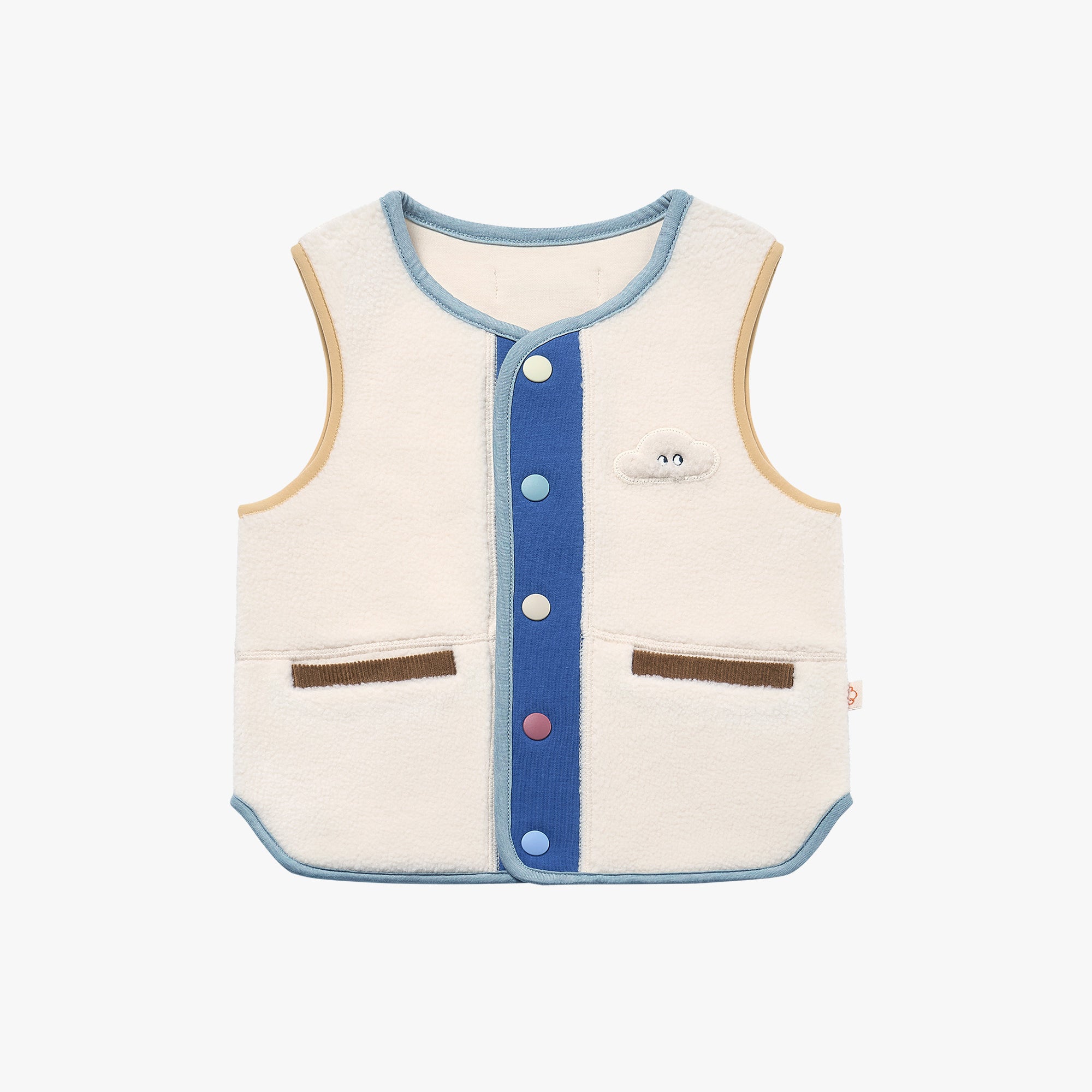 Petite Revery-Recycled Fleece & Corduroy kids vest Cloud