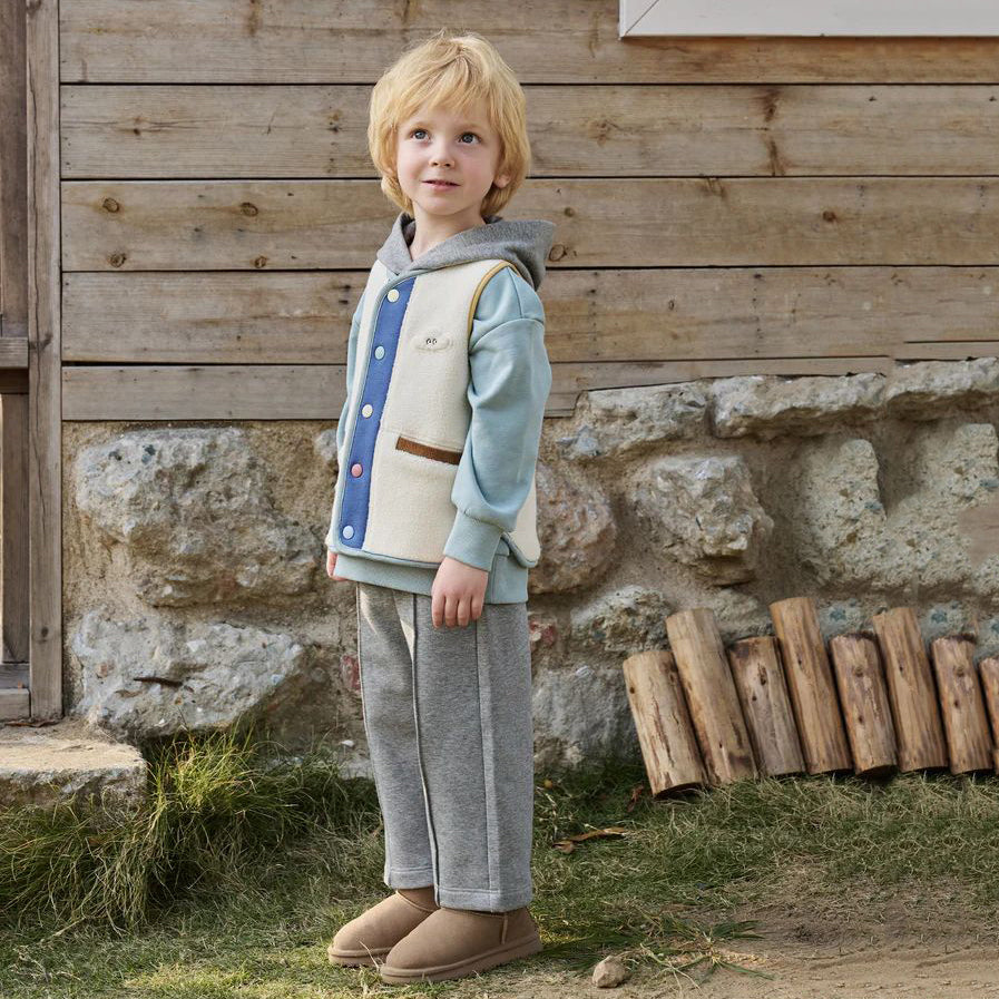 Petite Revery-Recycled Fleece & Corduroy kids vest Cloud