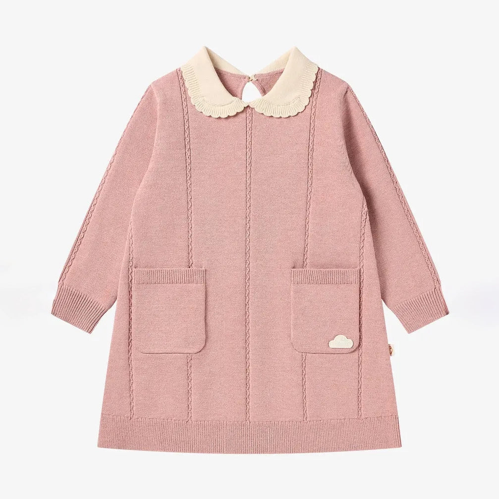 Petite Revery-Cable Knit Dress Old Rose