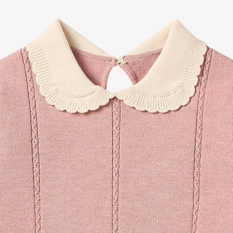 Petite Revery-Cable Knit Dress Old Rose