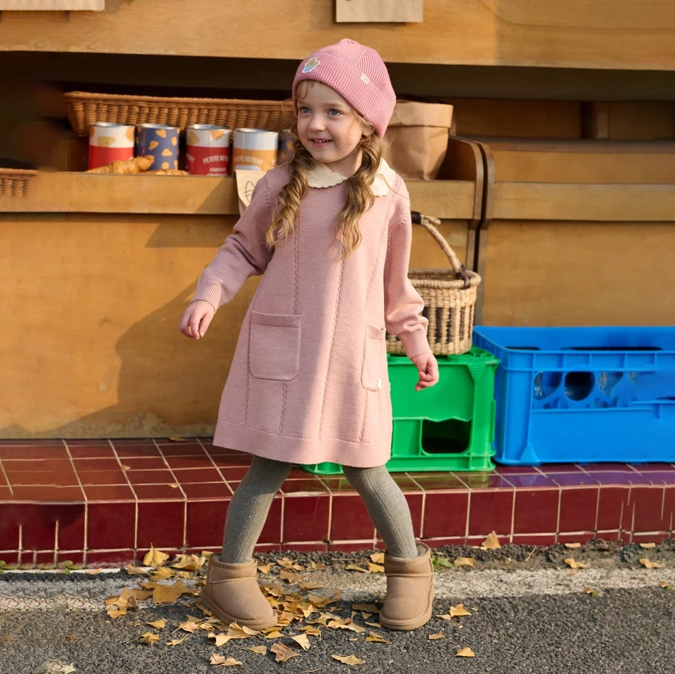Petite Revery-Cable Knit Dress Old Rose